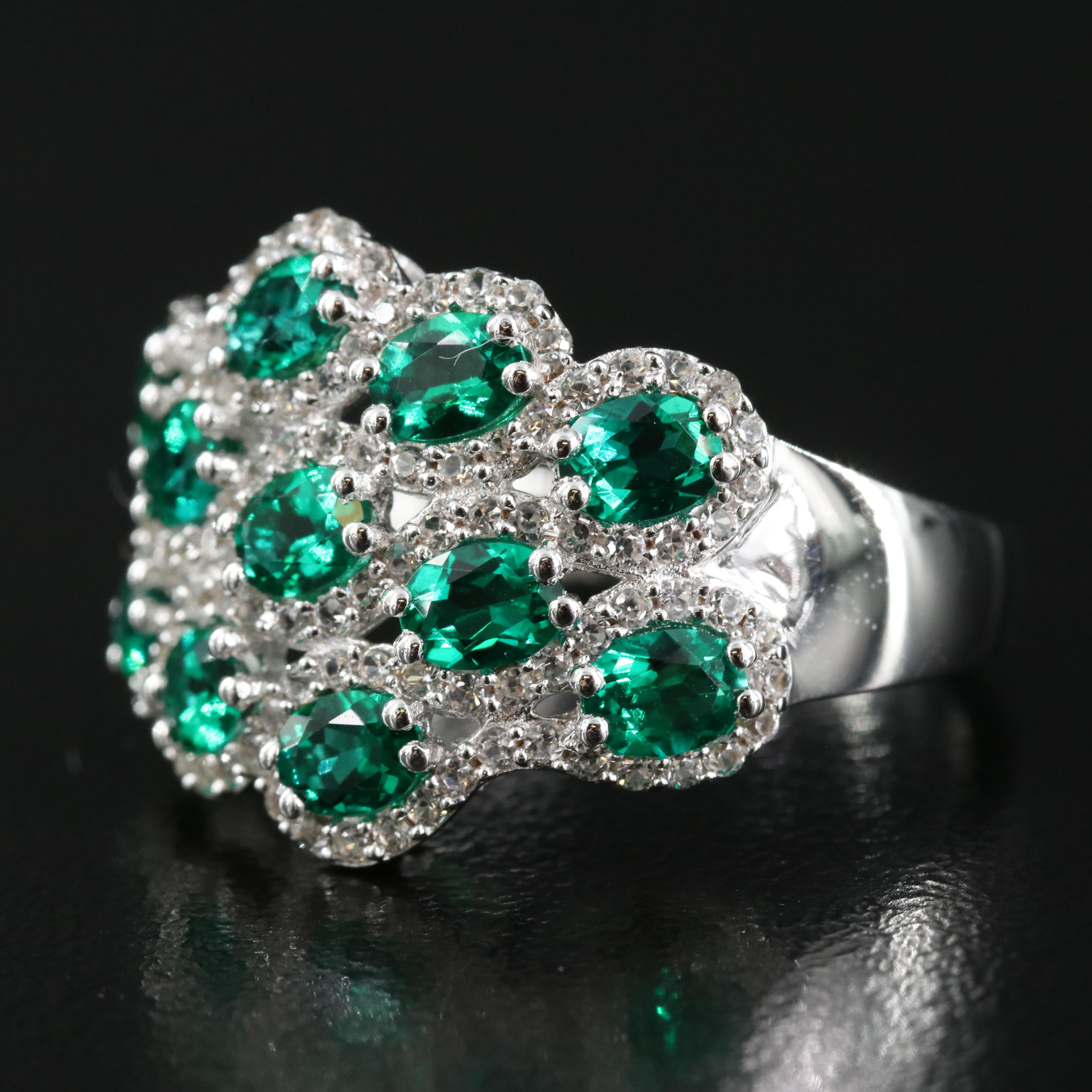 Sterling Emerald and Sapphire Ring