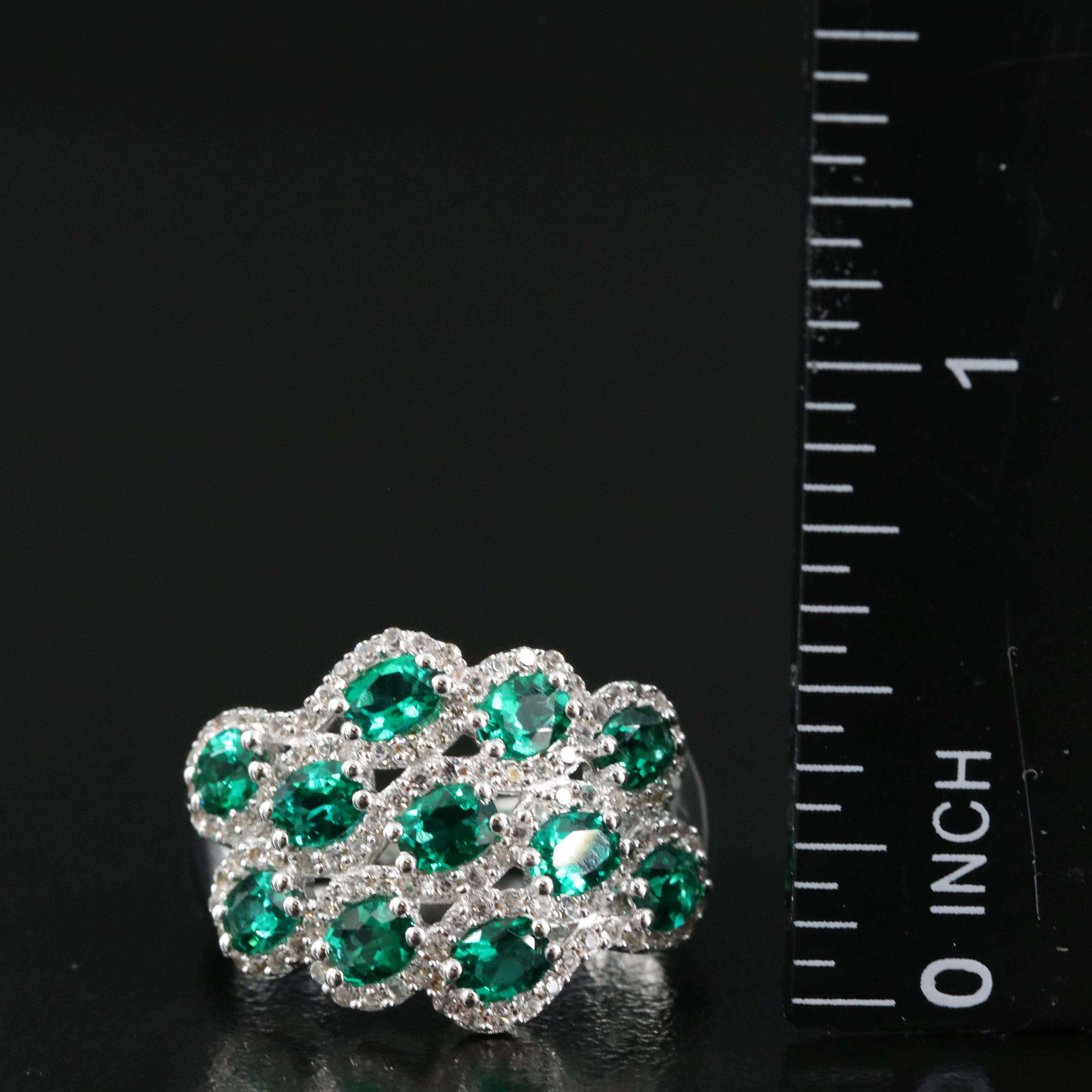 Sterling Emerald and Sapphire Ring