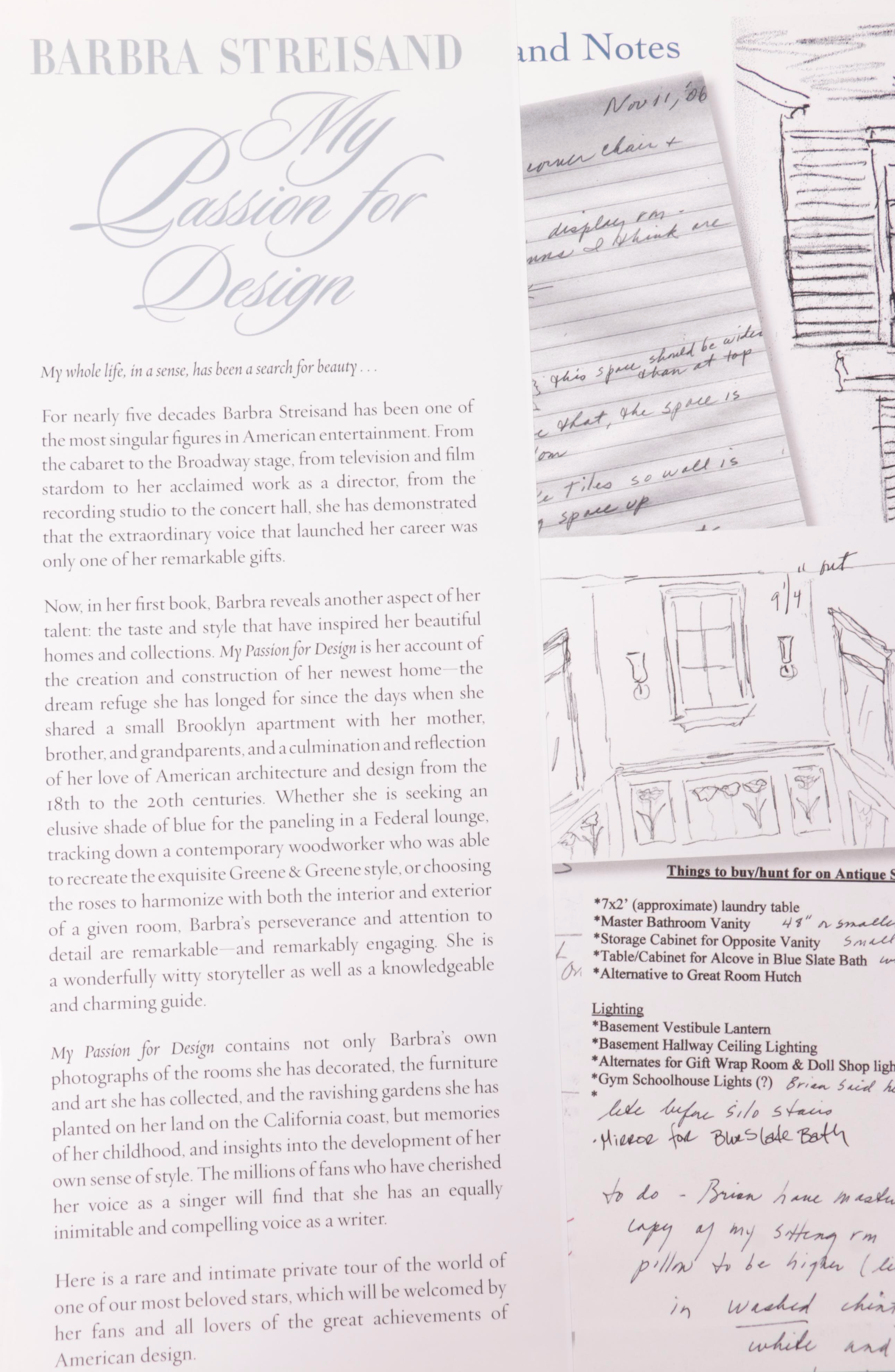 First Edition "My Passion for Design" by Barbra Streisand and More Books
