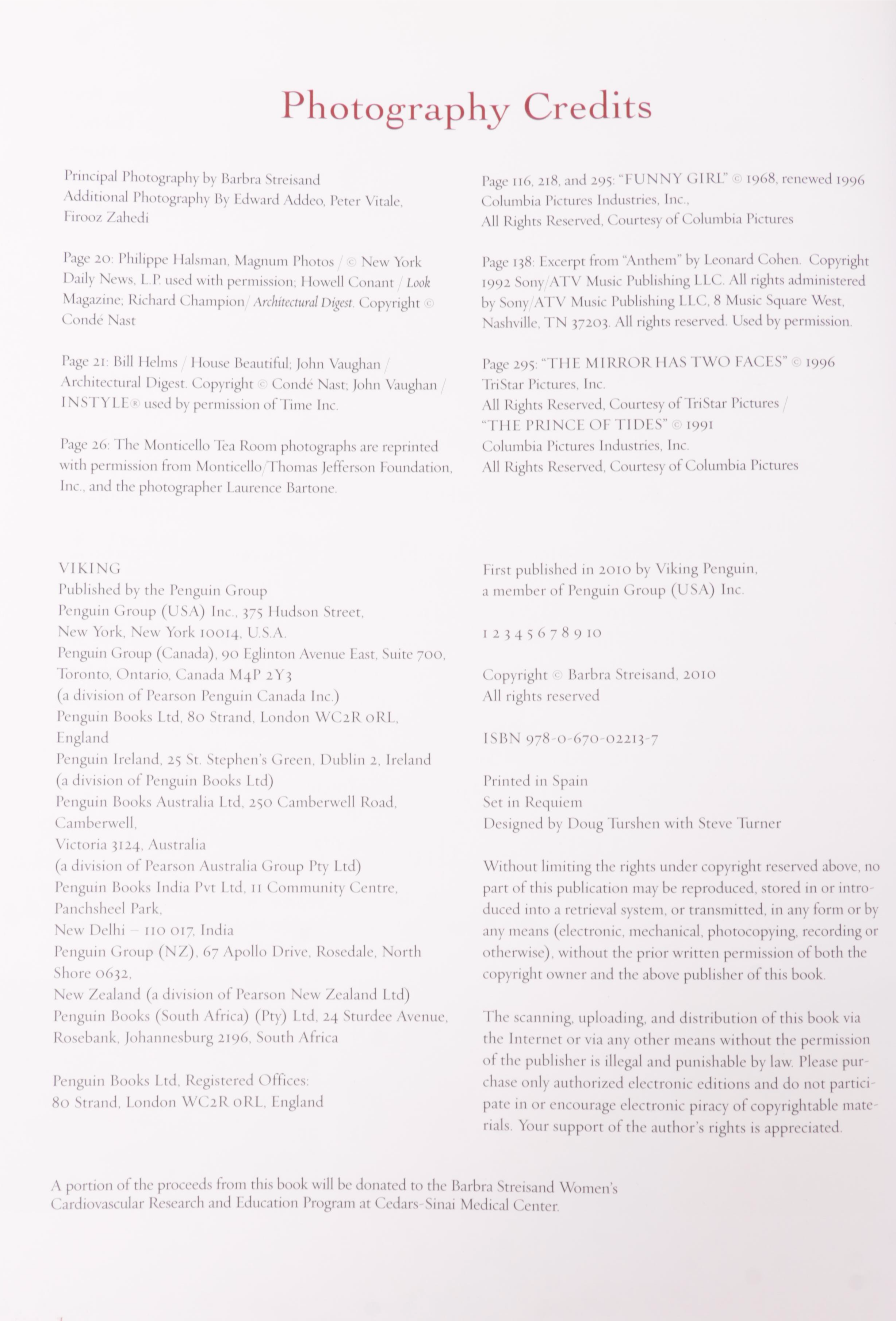 First Edition "My Passion for Design" by Barbra Streisand and More Books