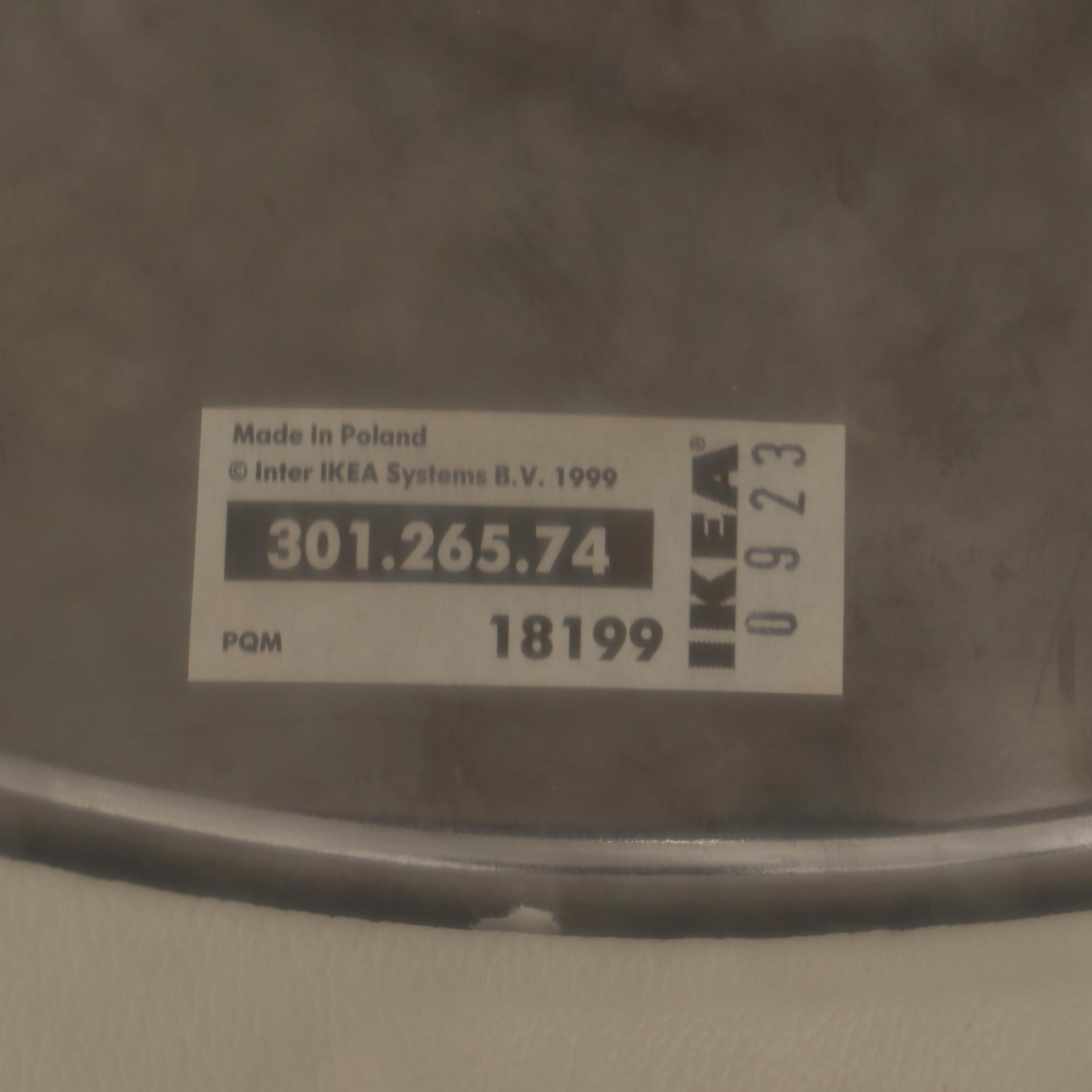 IKEA "Tirup" Modernist White Leather and Chromed Metal Pedestal Swivel Chair