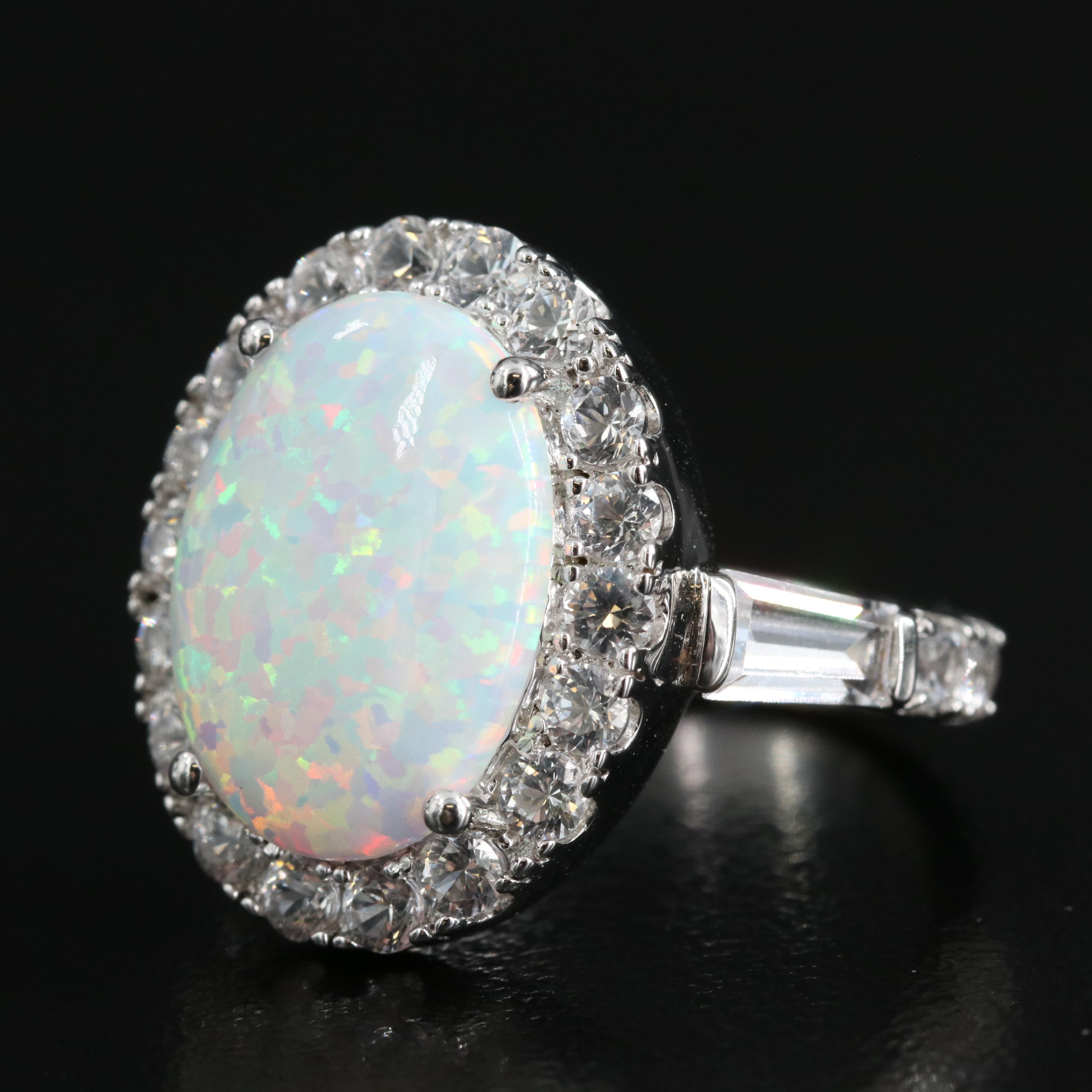 Sterling Opal and Sapphire Ring