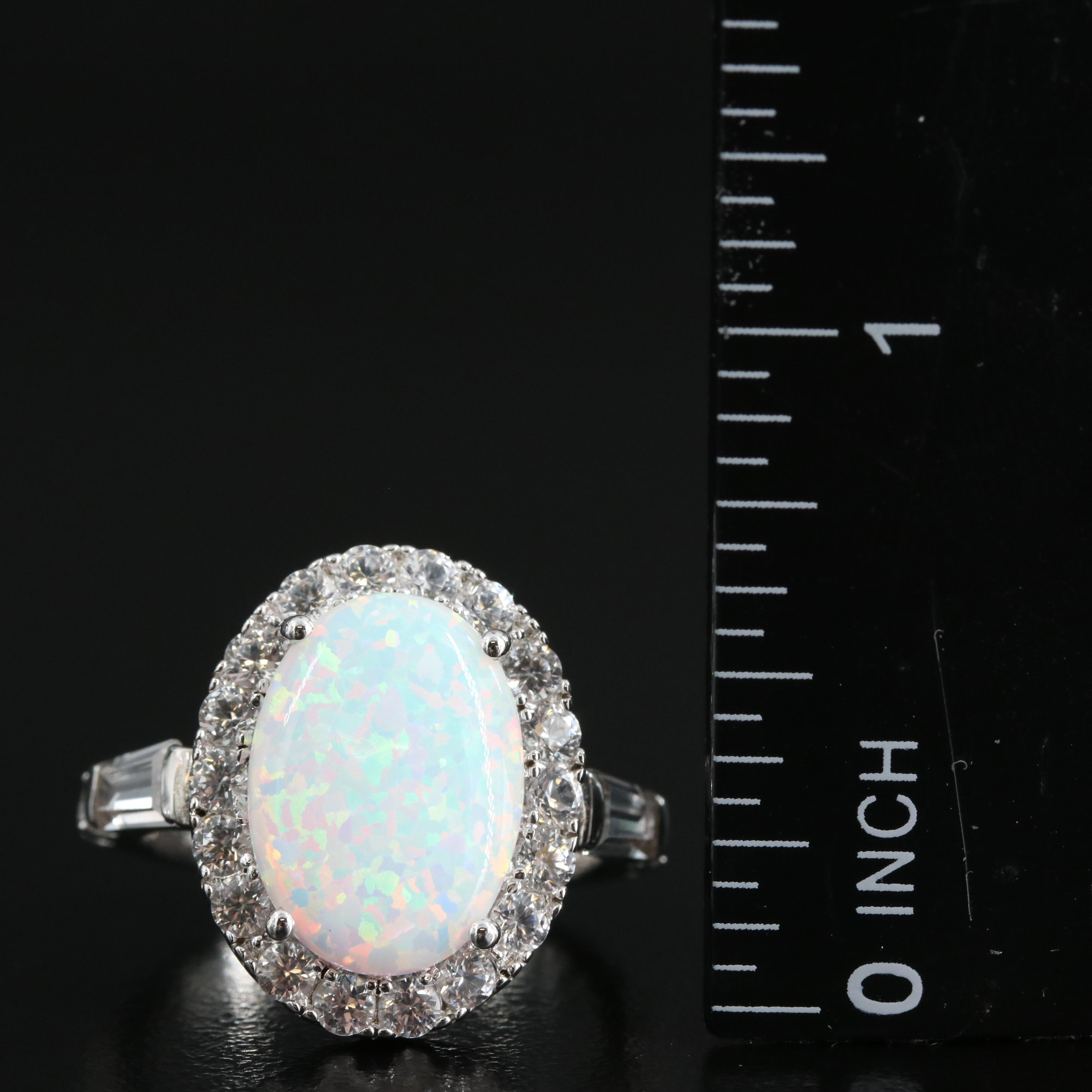Sterling Opal and Sapphire Ring