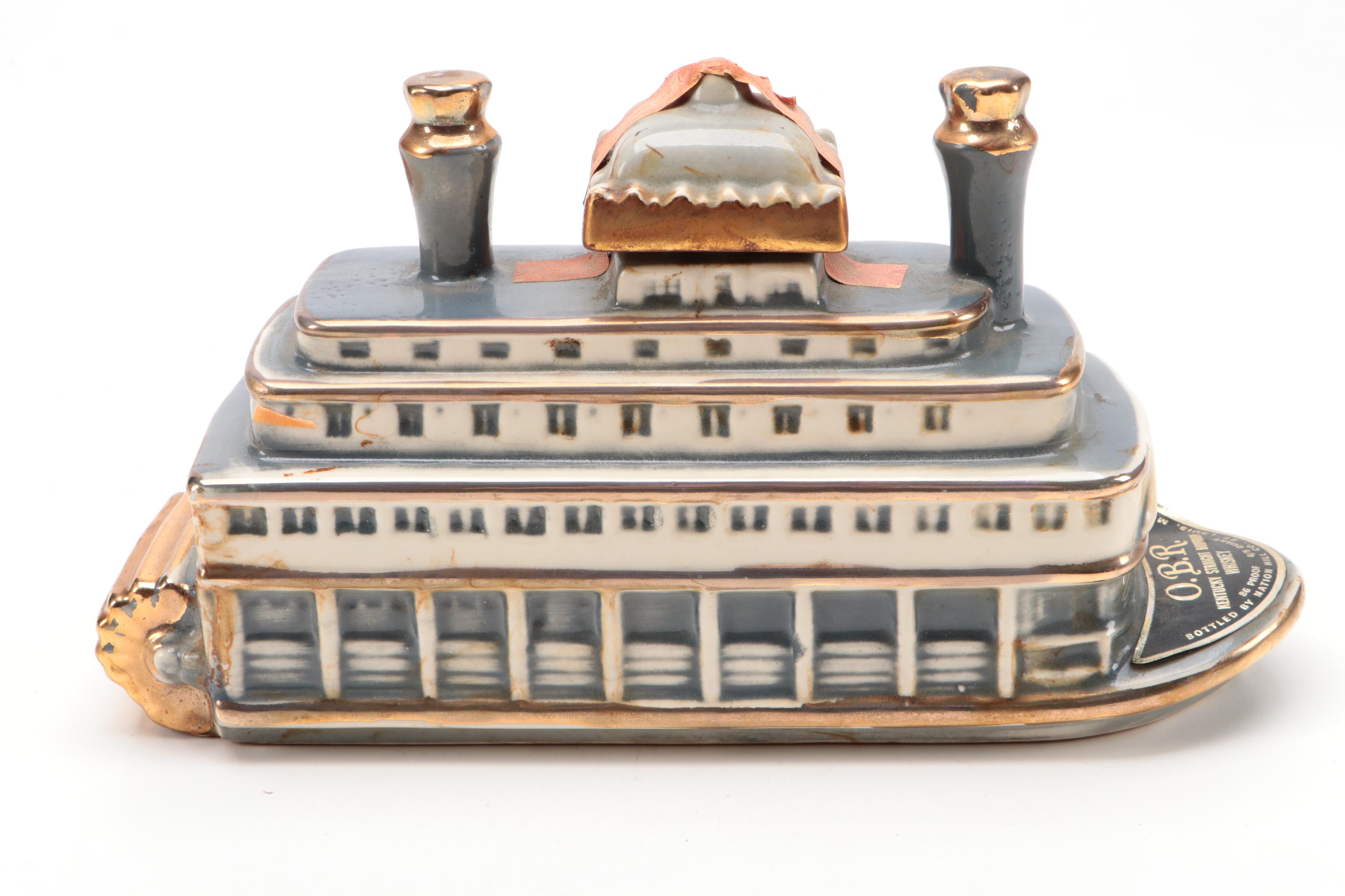 Royal China for Jim Beam Porcelain Statue of Liberty and River Queen Decanters