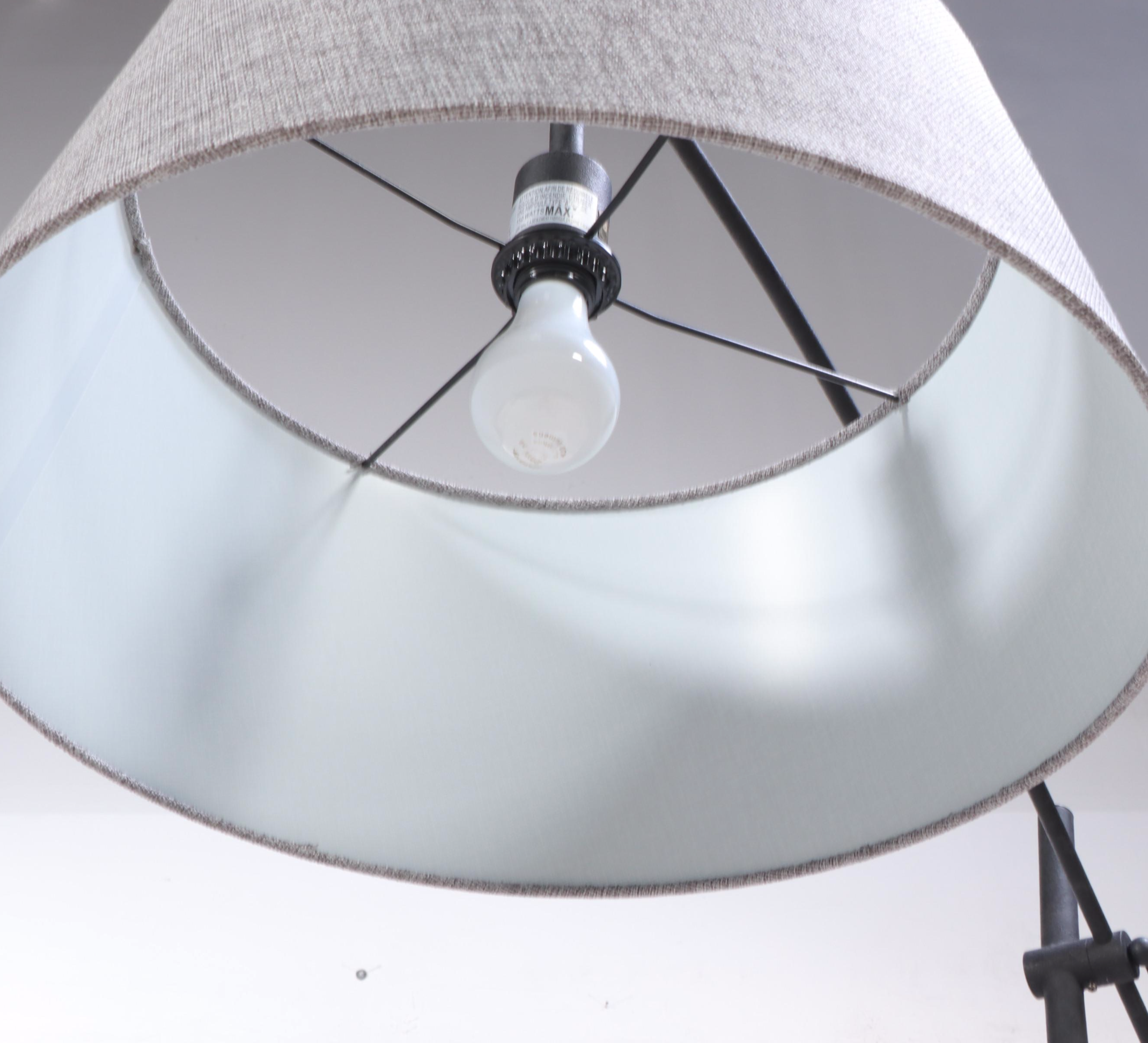 LampsPerSe Adjustable Floor Lamp With Grey Fabric Shade, Contemporary