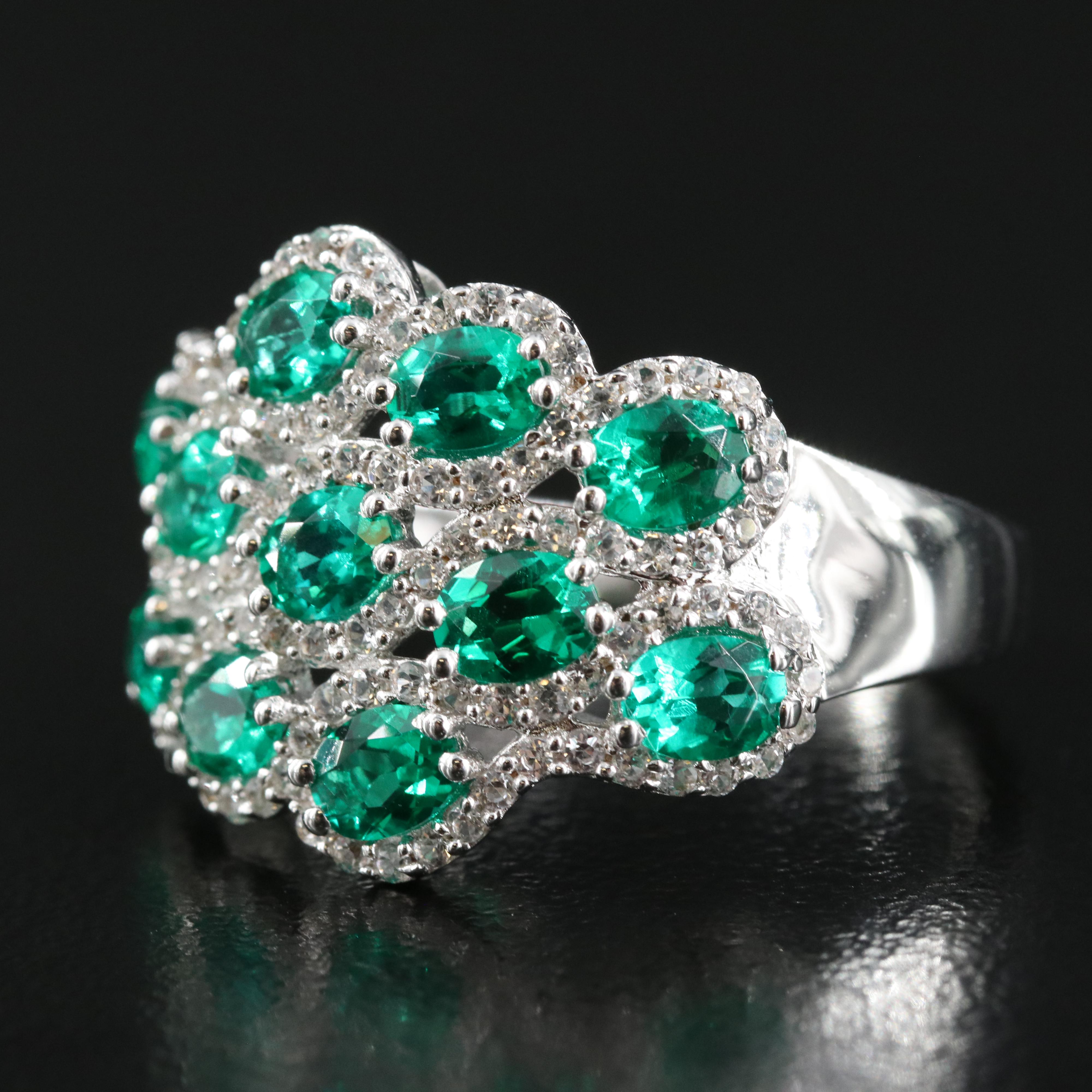 Sterling Emerald and Sapphire Ring