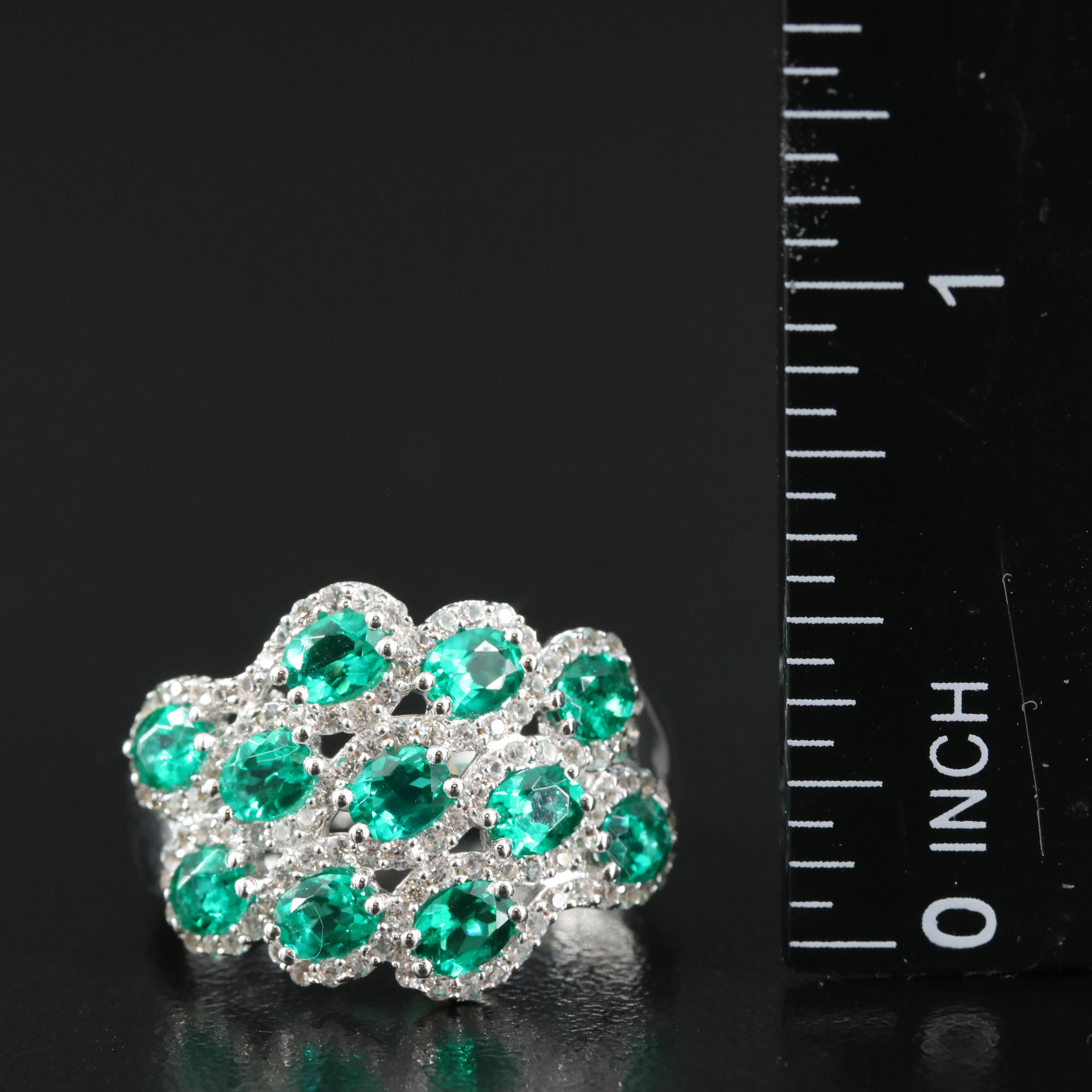 Sterling Emerald and Sapphire Ring