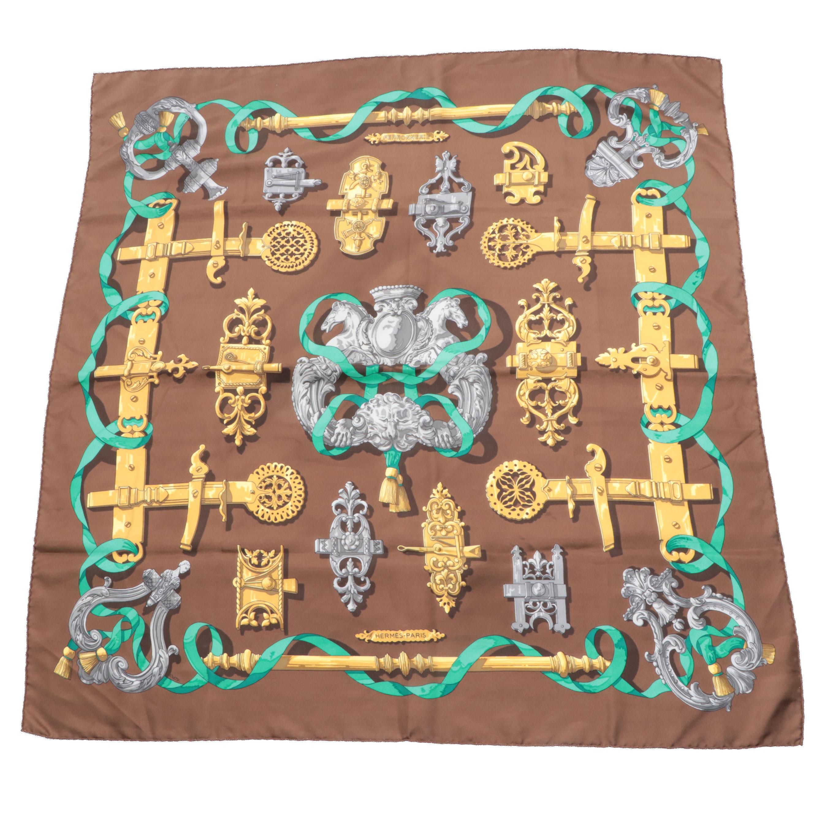 Hermès "Ferronnerie" Scarf 90 in Silk Twill