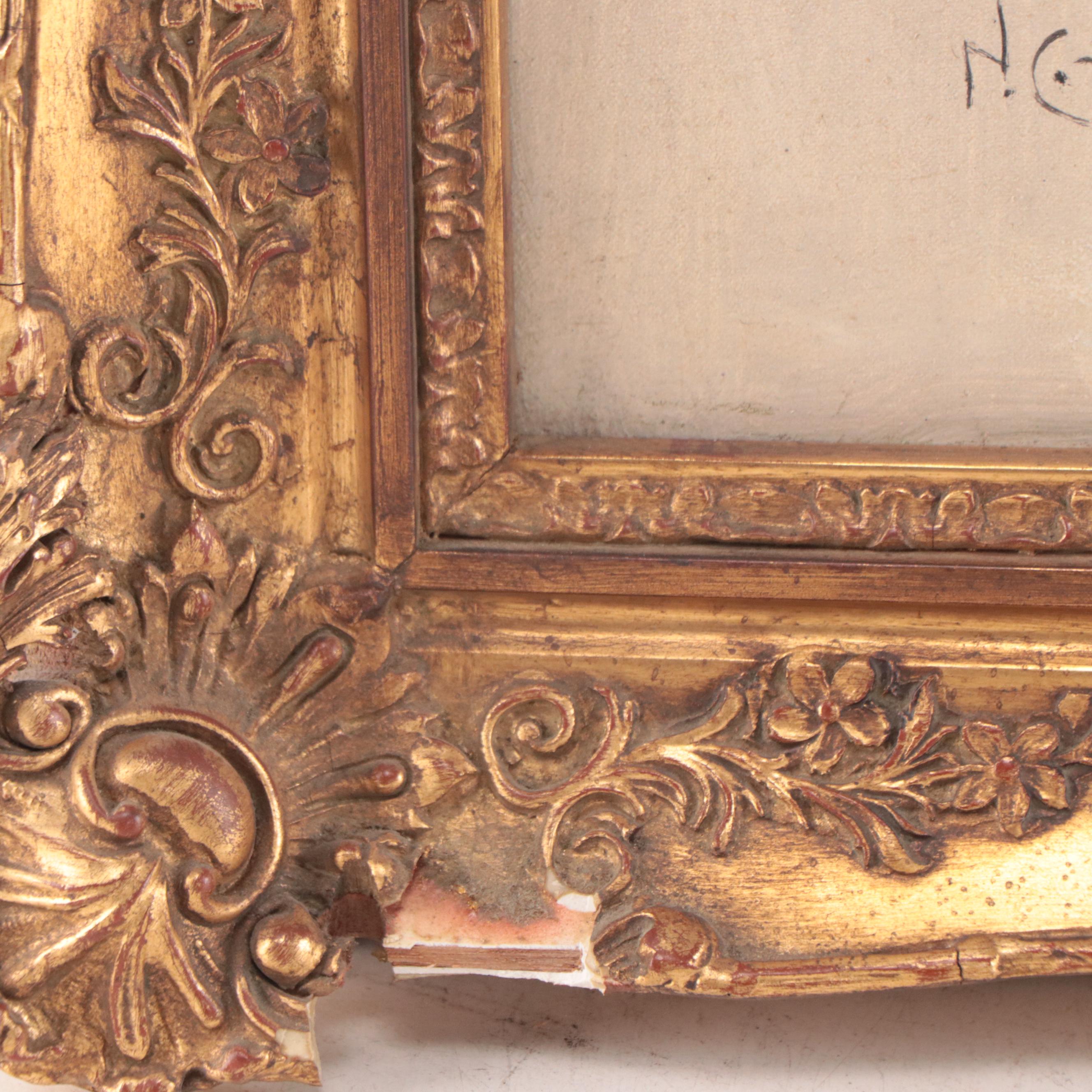 N. Conte Oil Painting of Fruit Still Life