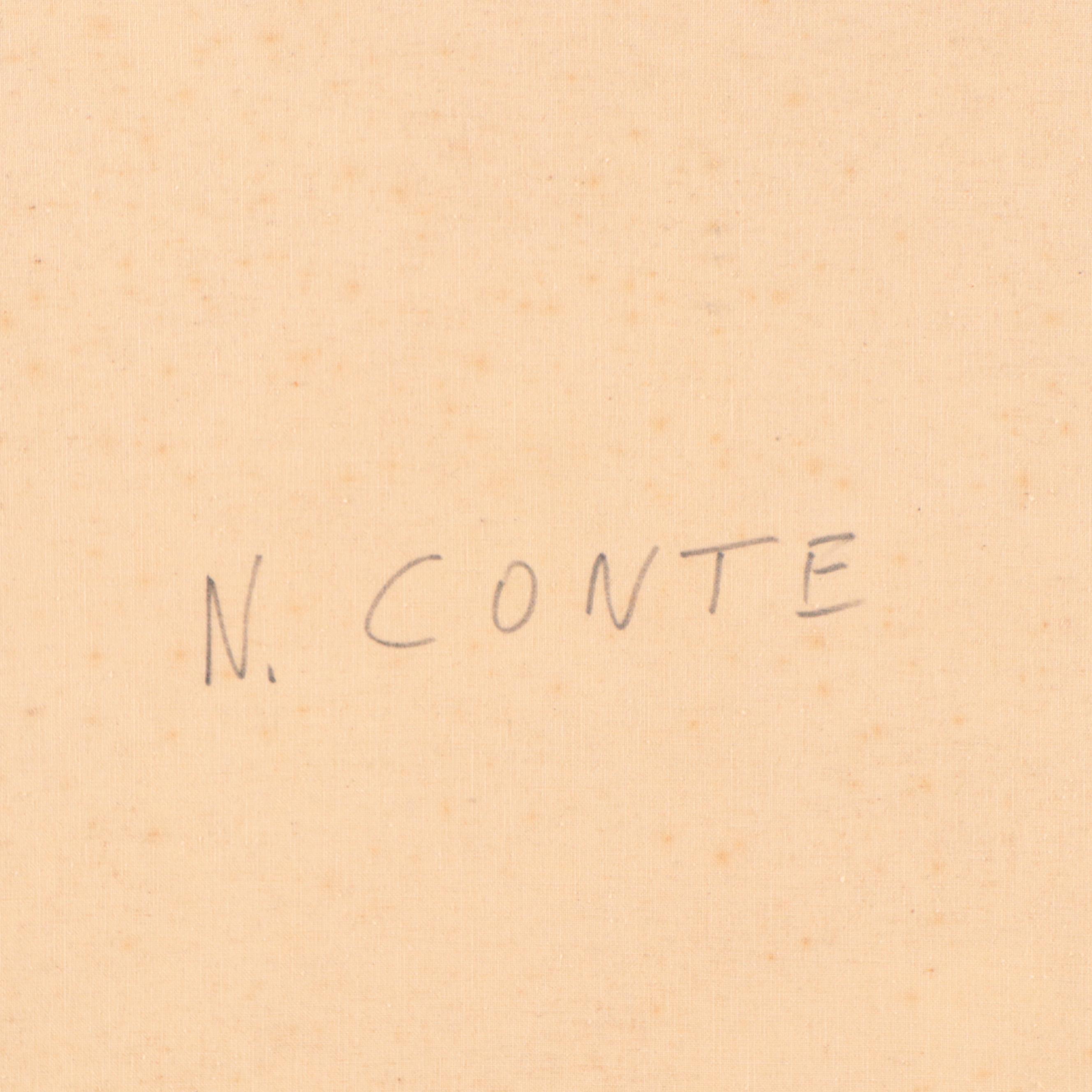 N. Conte Oil Painting of Fruit Still Life