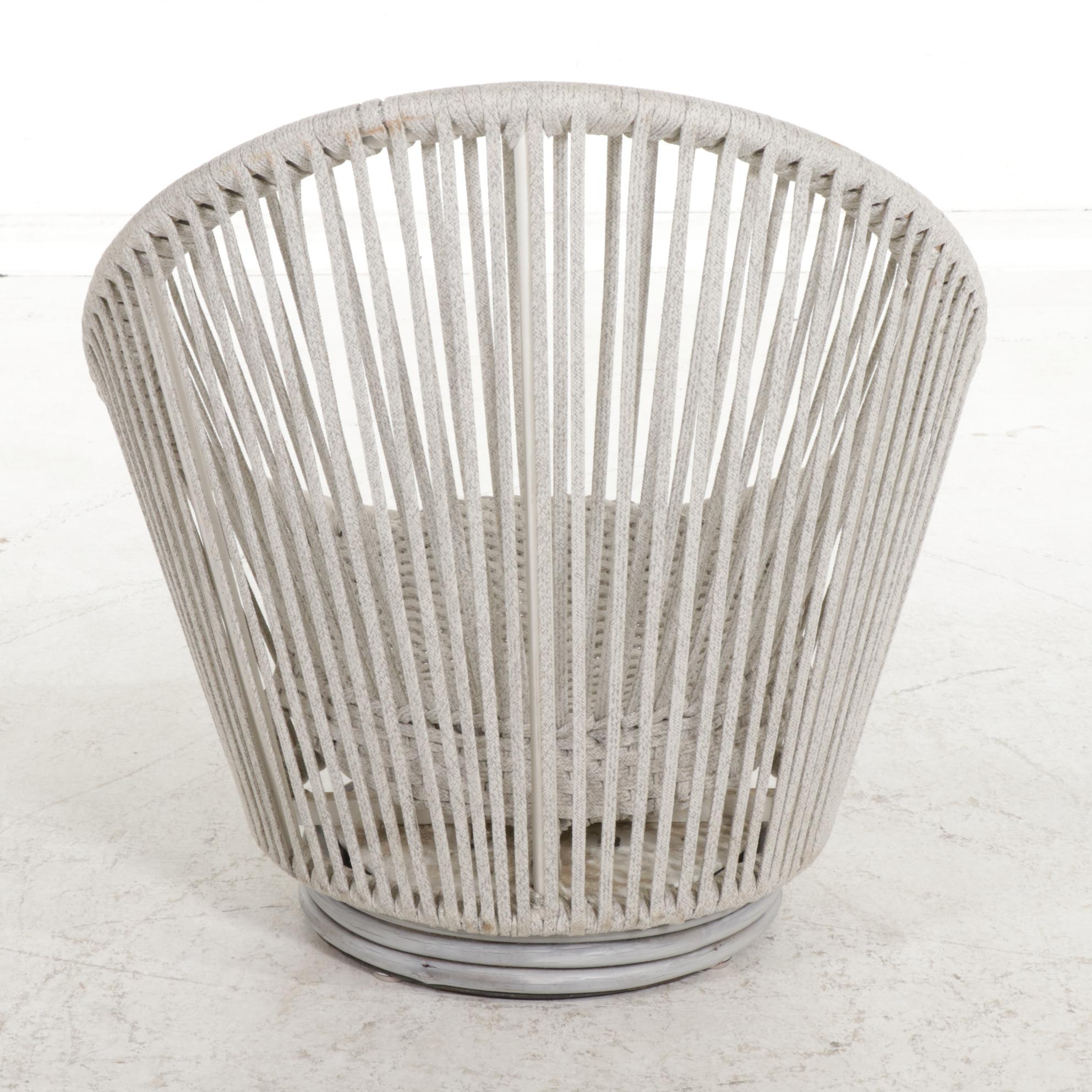 Arhaus "Sevilla" Woven Polyester Rope Outdoor Swivel Chair