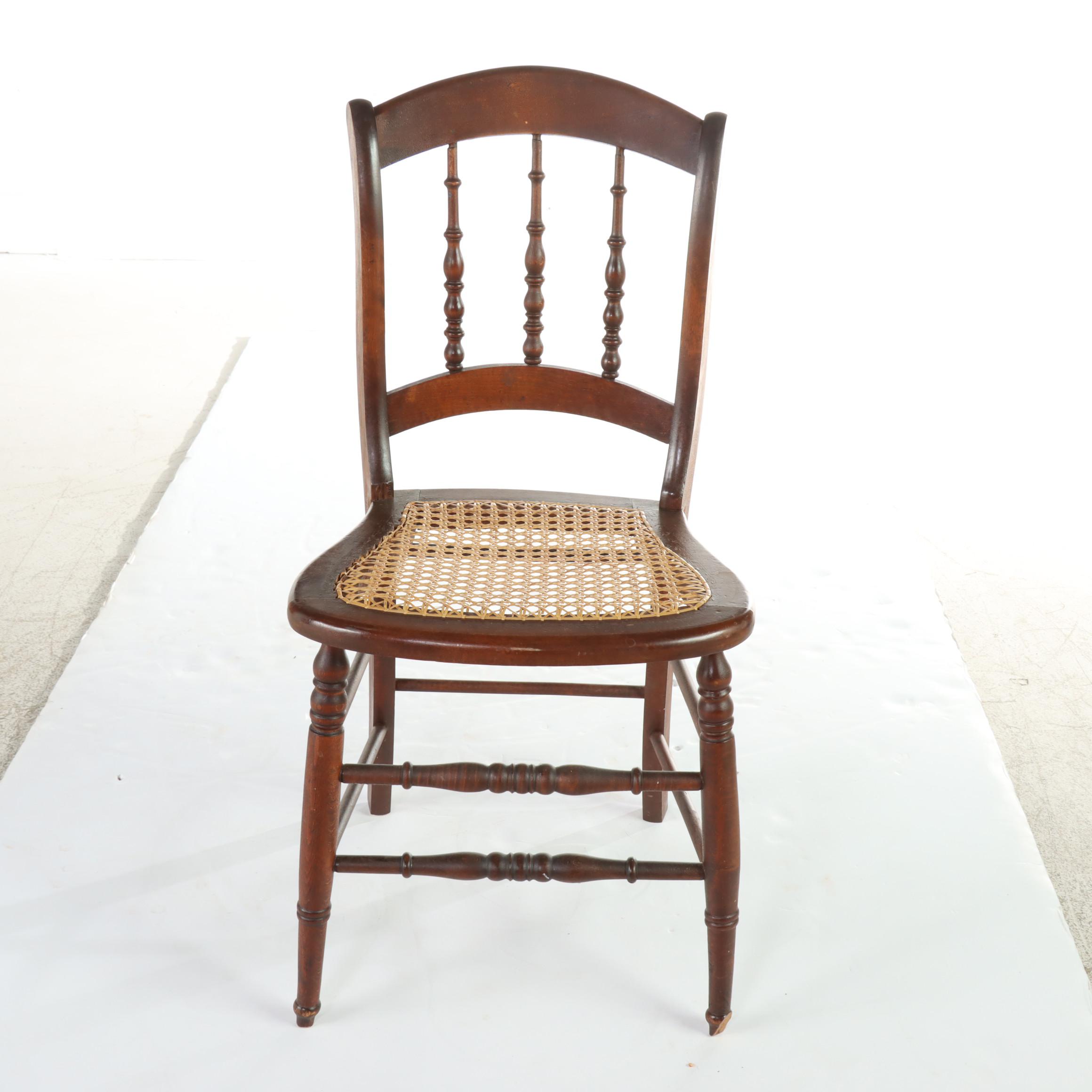 Two Victorian Spindle-Back Side Chairs, Late 19th Century