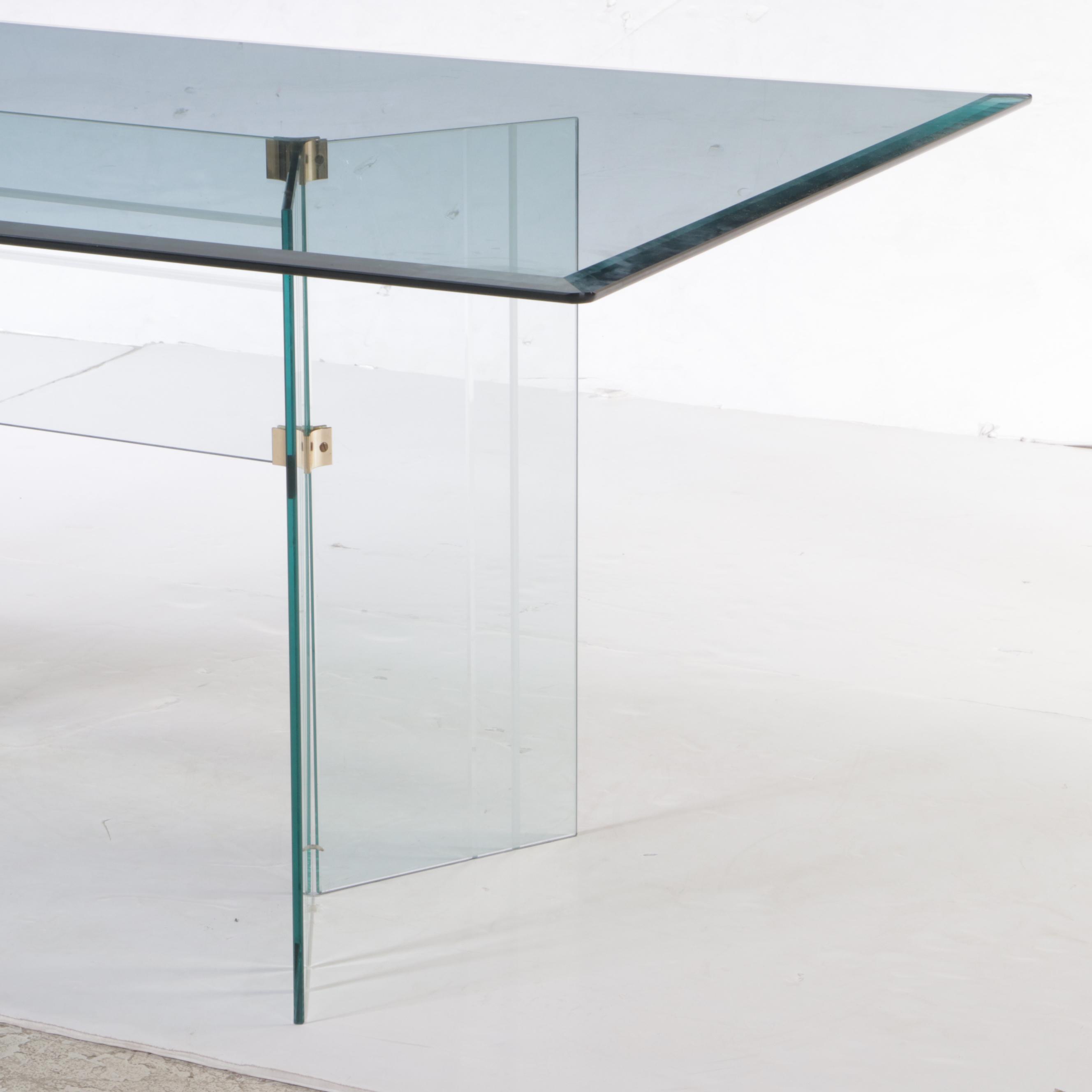 Post-Modern Glass Dining Table, Probably Pace