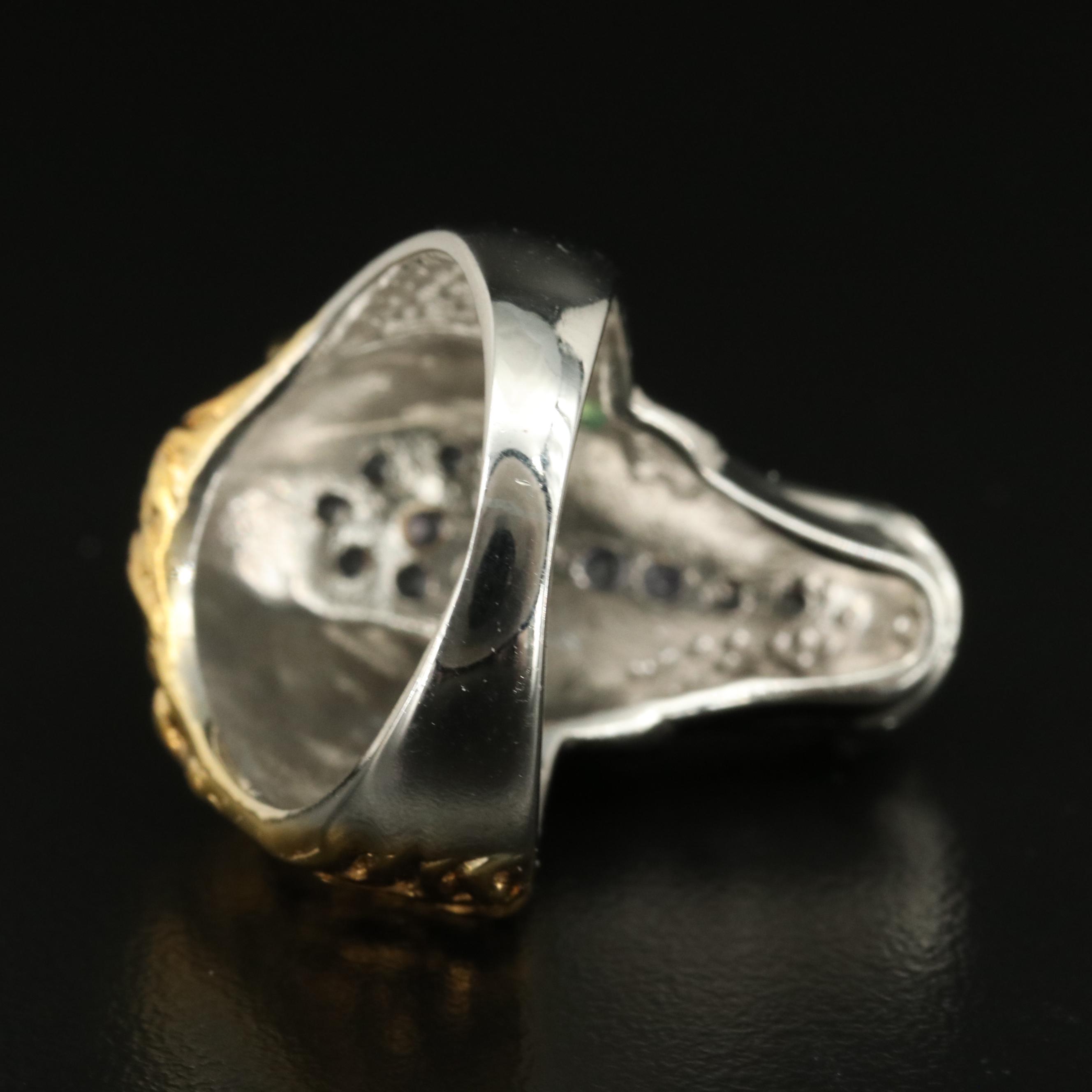 Sterling Emerald and Tanzanite Horse Head Ring