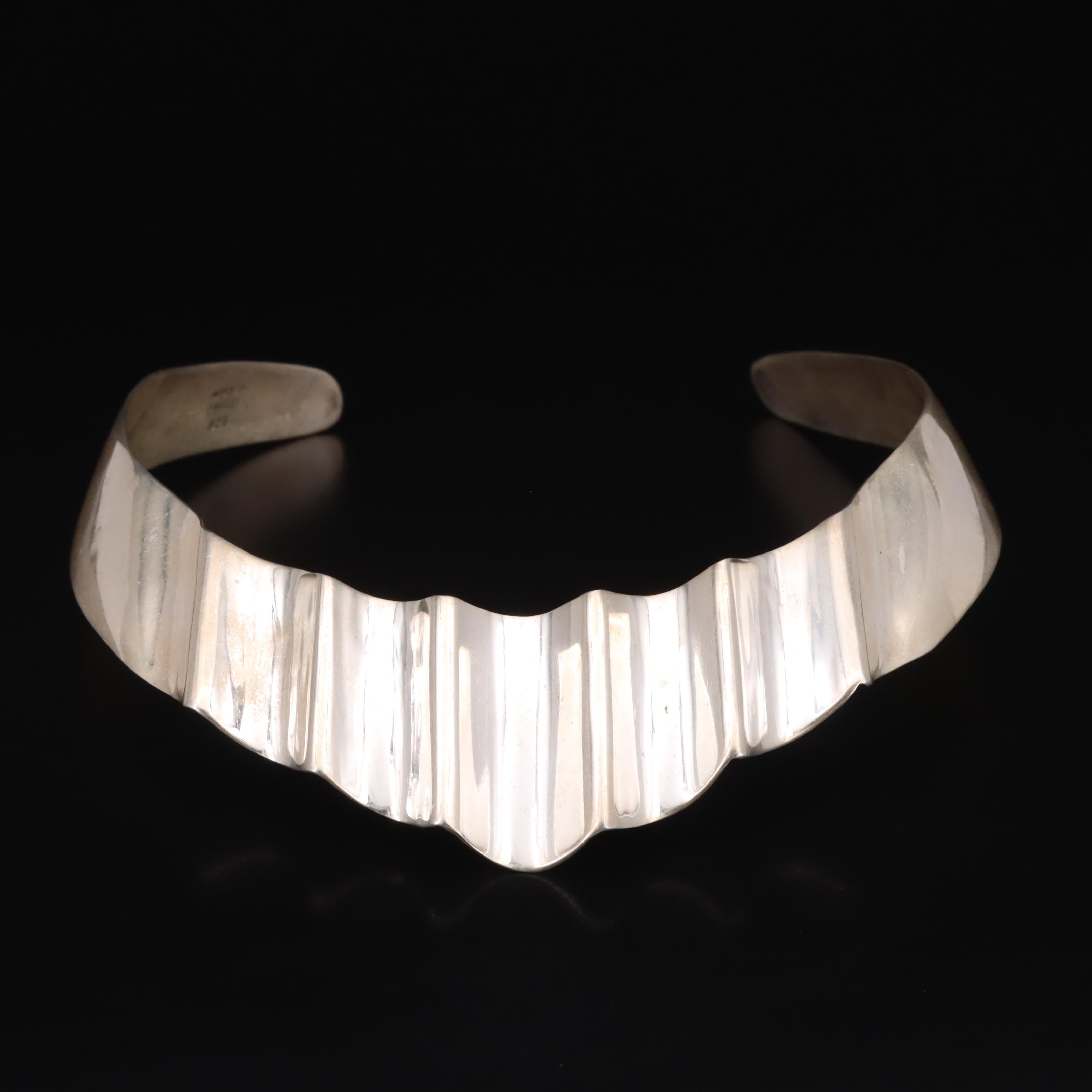 Mexican Sterling Wave Collar Necklace