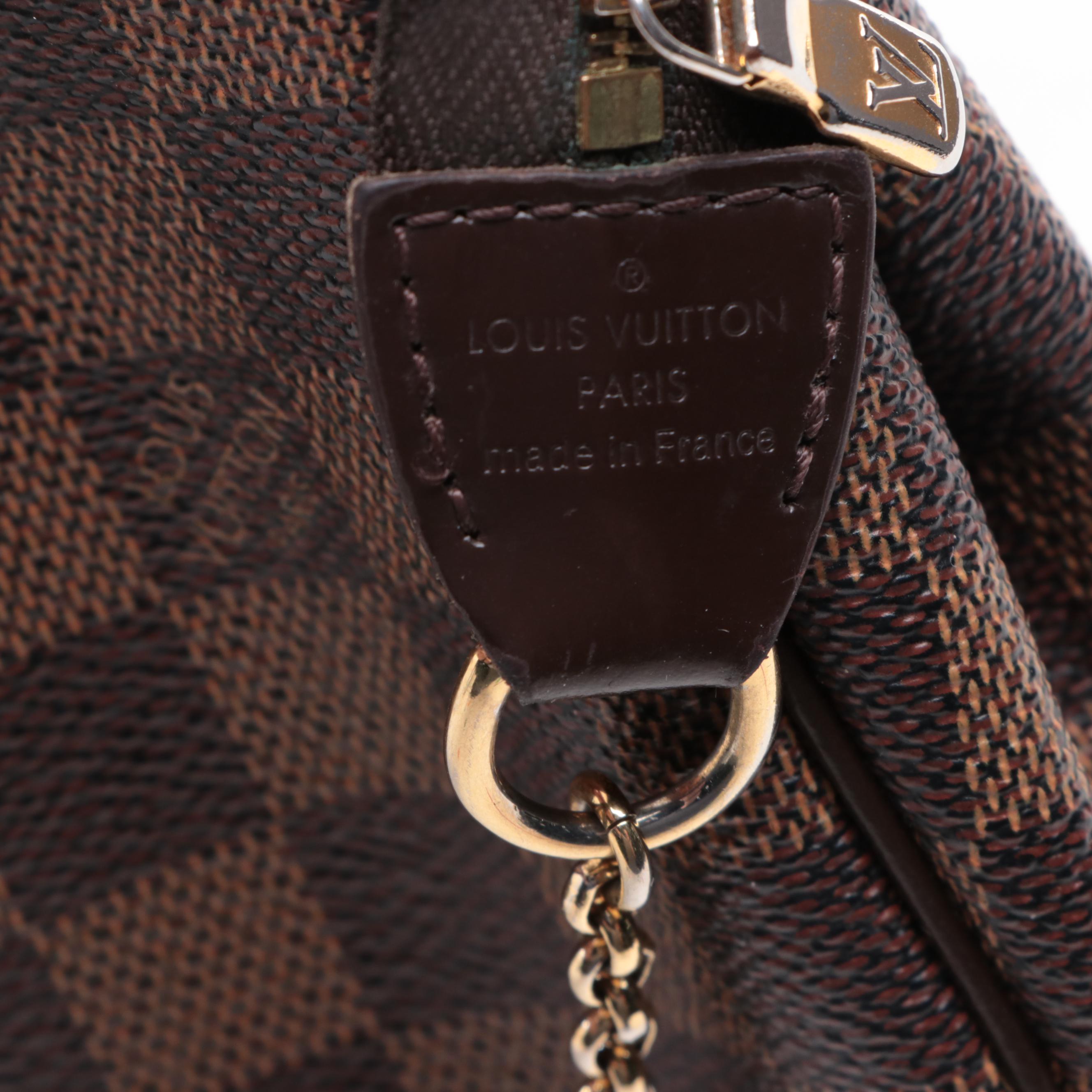 Louis Vuitton Pochette Eva in Damier Ebene Canvas