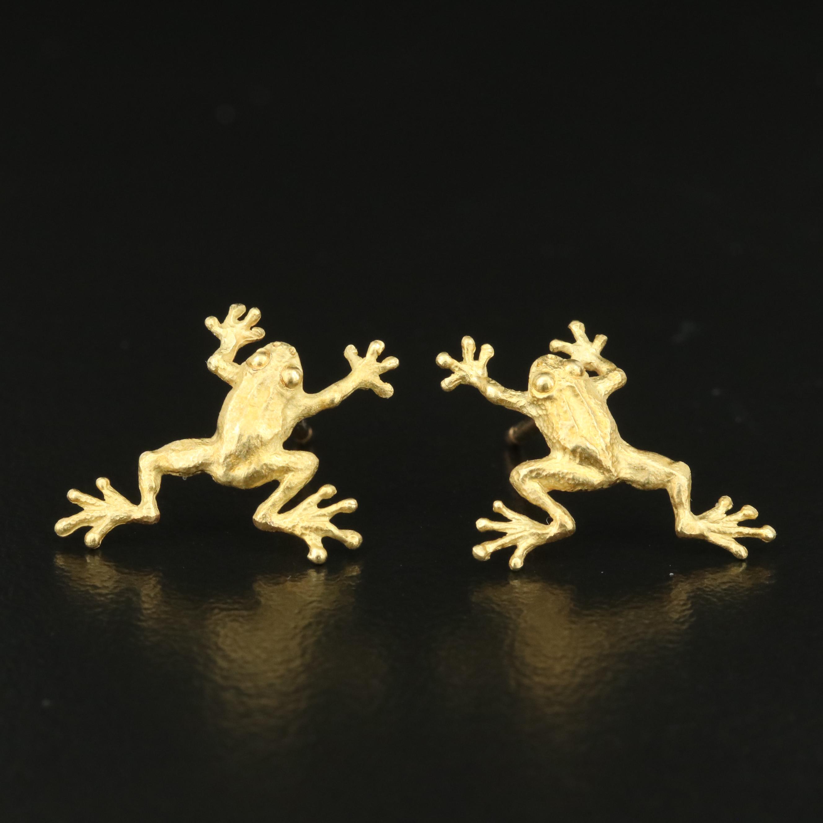 18K Frog Earrings