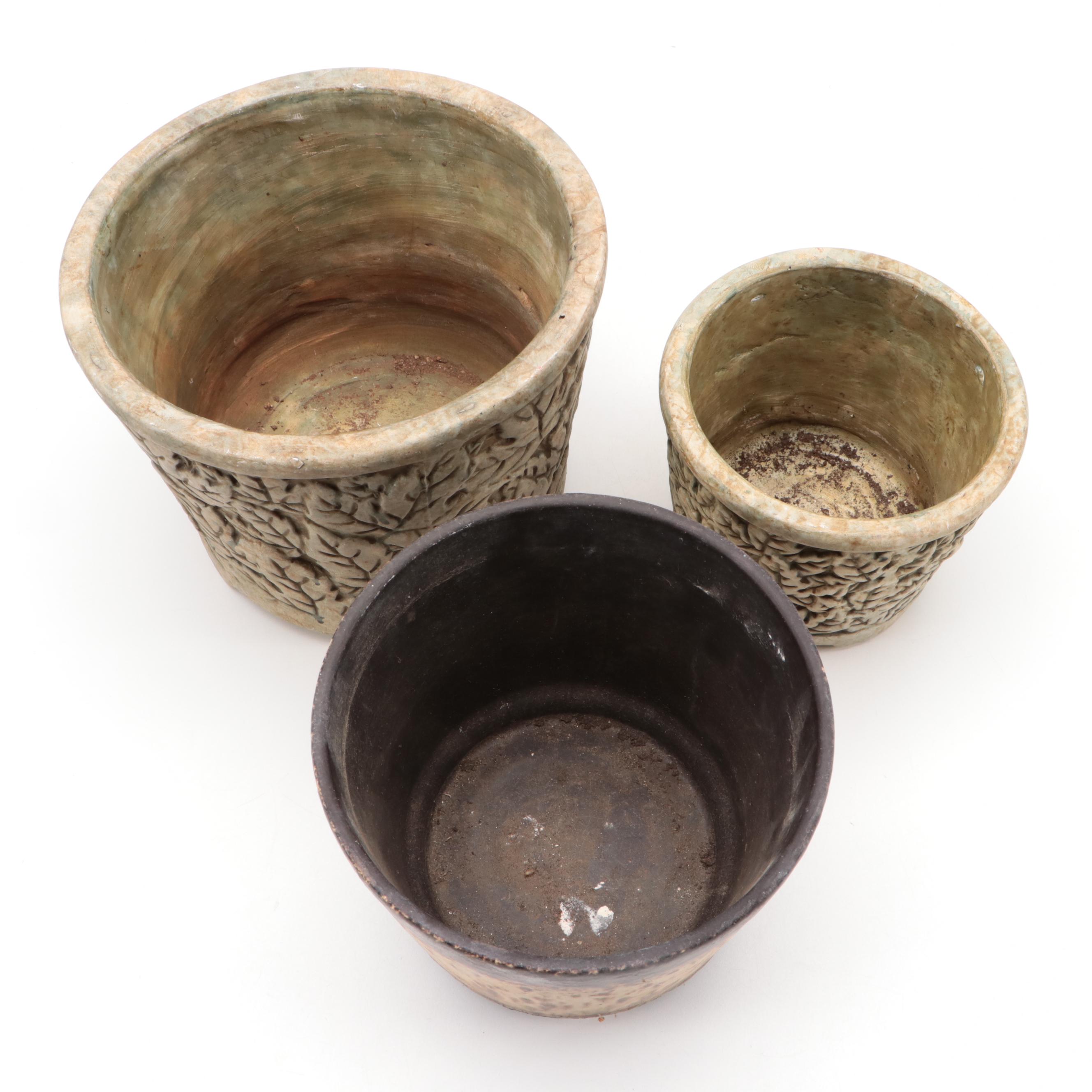 Botanical Pattern and Other Matte Glazed Ceramic Planters