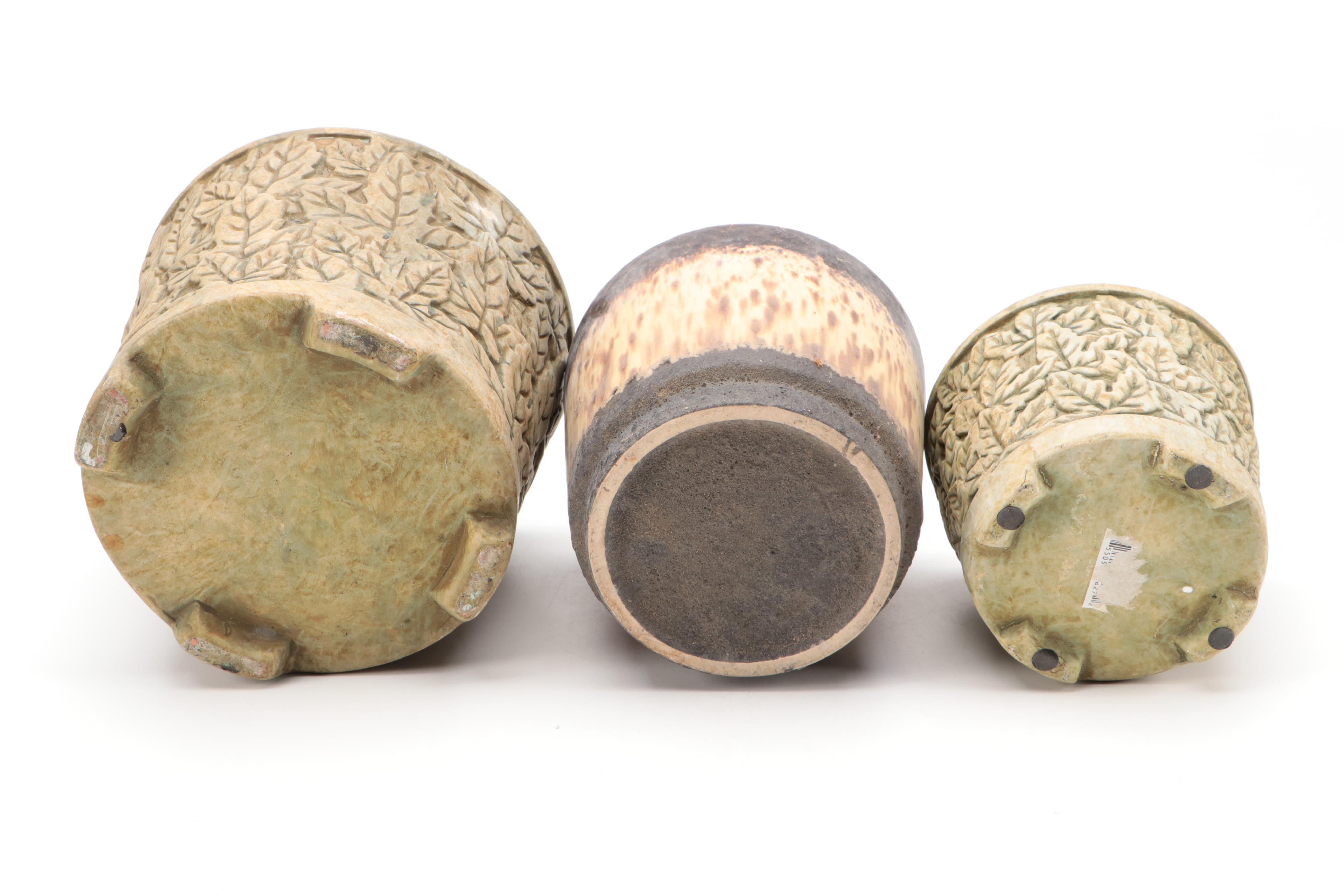 Botanical Pattern and Other Matte Glazed Ceramic Planters