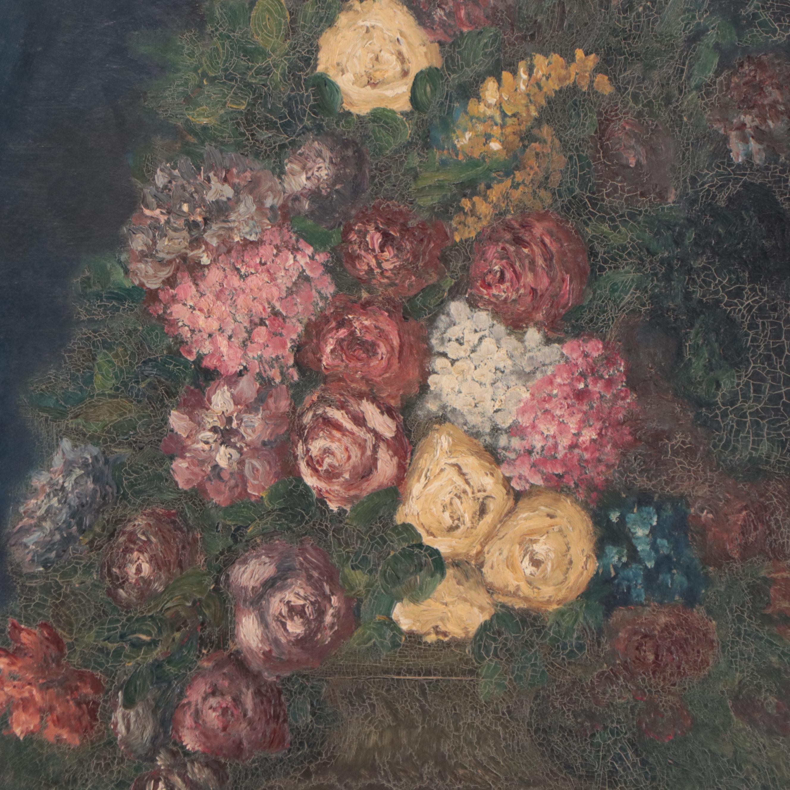 Oil Painting of Floral Still Life, 1921