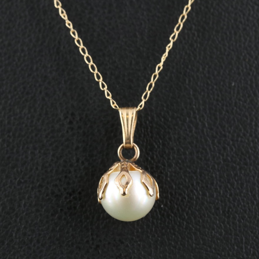 14K Pearl Pendant Necklace