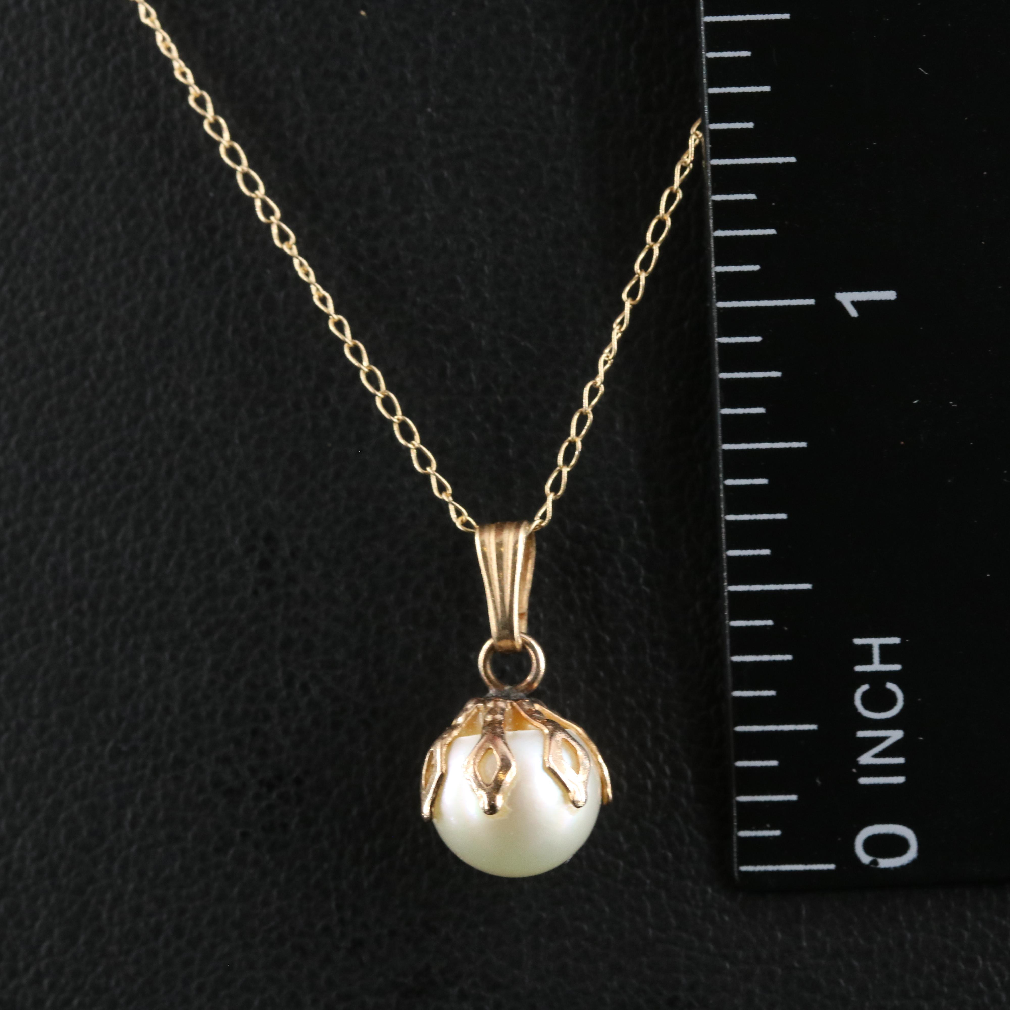 14K Pearl Pendant Necklace