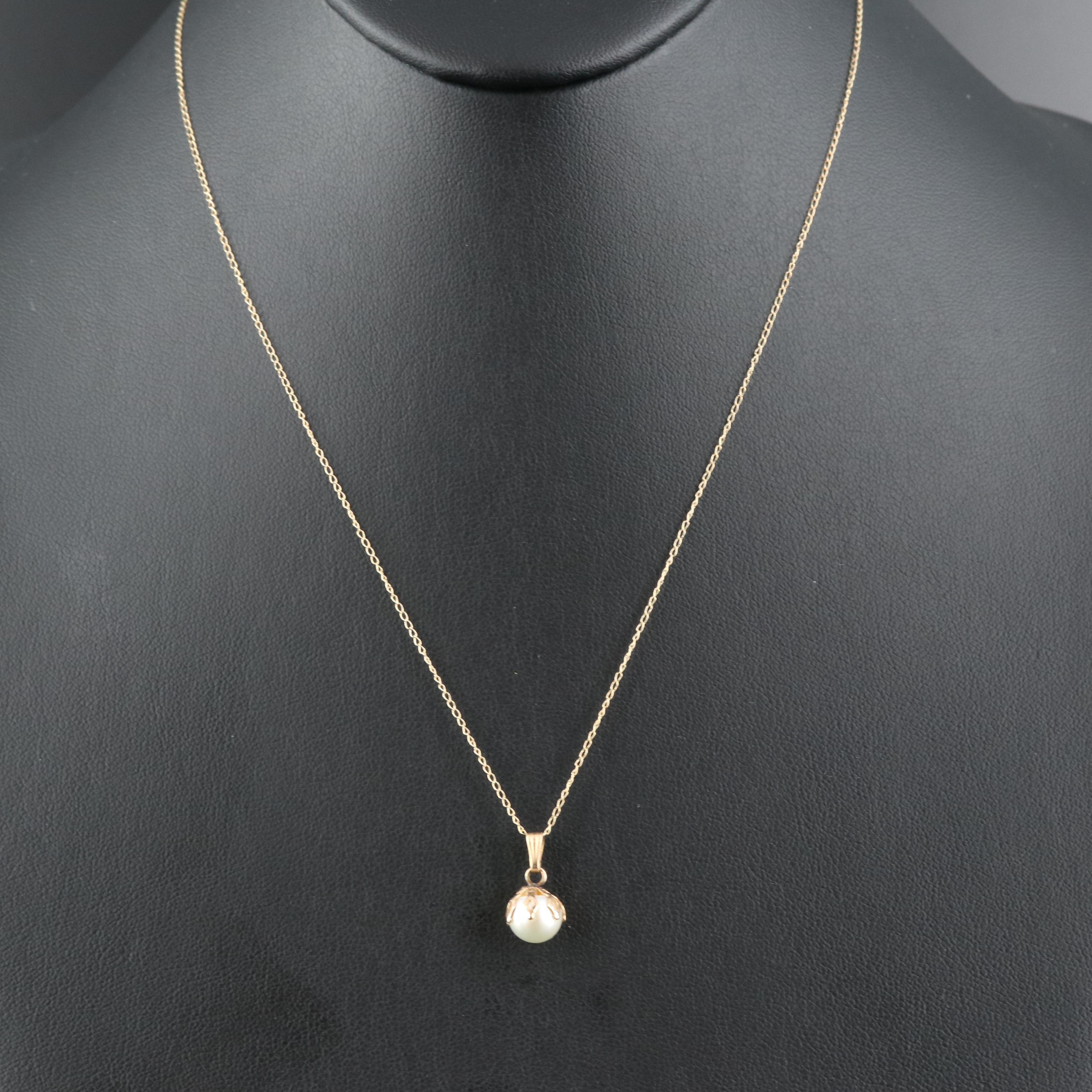 14K Pearl Pendant Necklace
