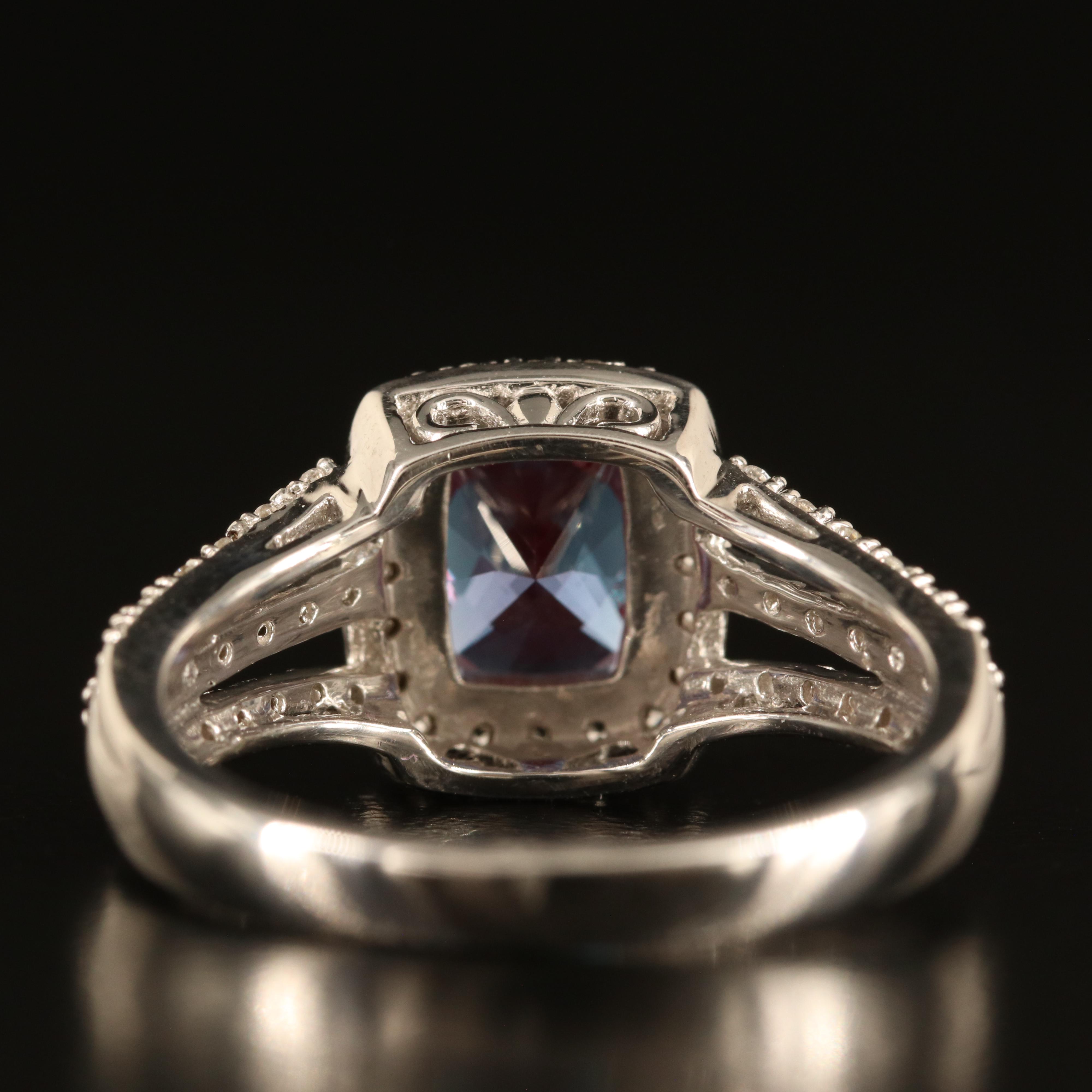 Sterling Color-Change Sapphire and White Sapphire Ring