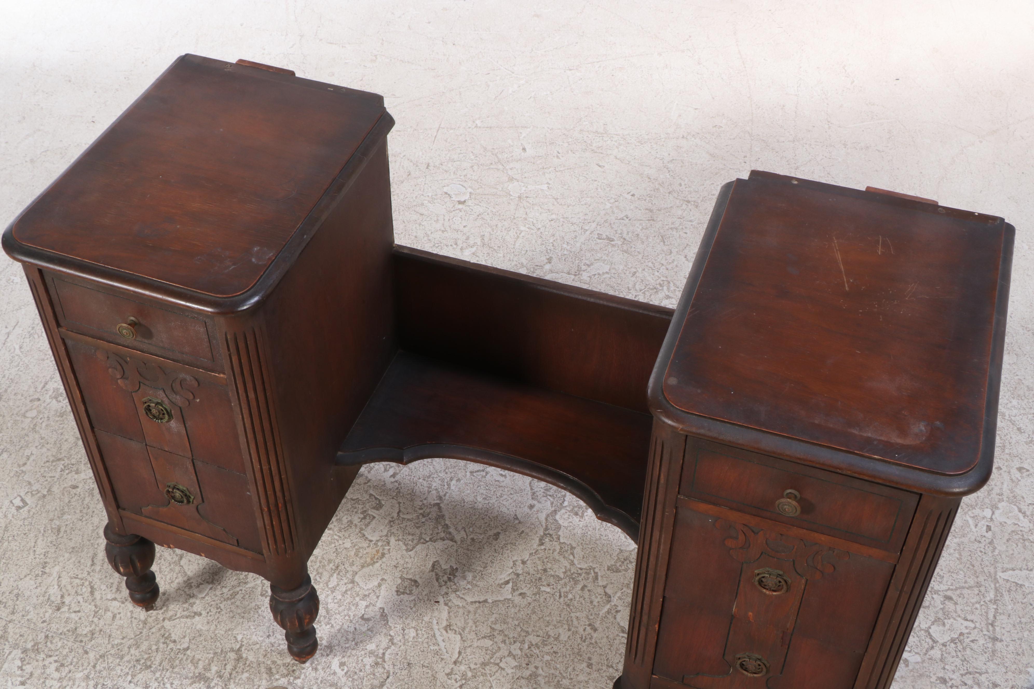 Louis XVI Style Walnut Vanity Table with Dressing Mirror, Early to Mid 20th C