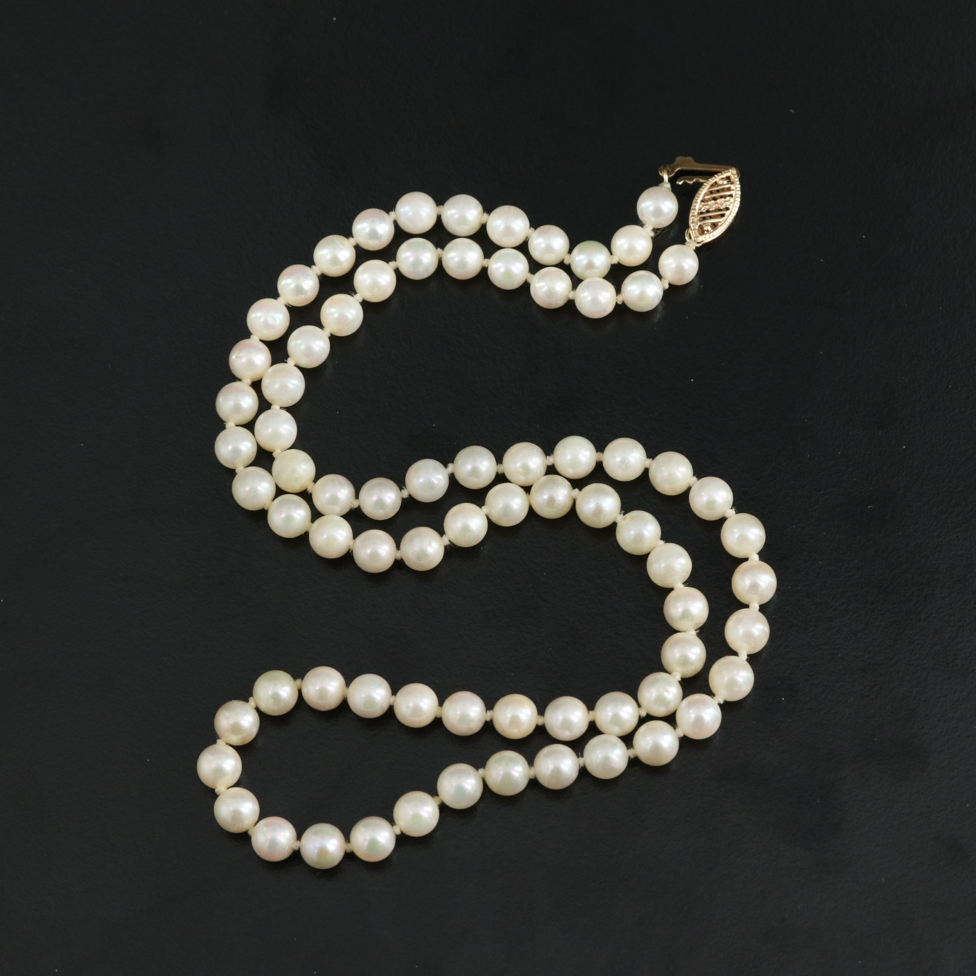 Pearl Necklace with 14K Clasp