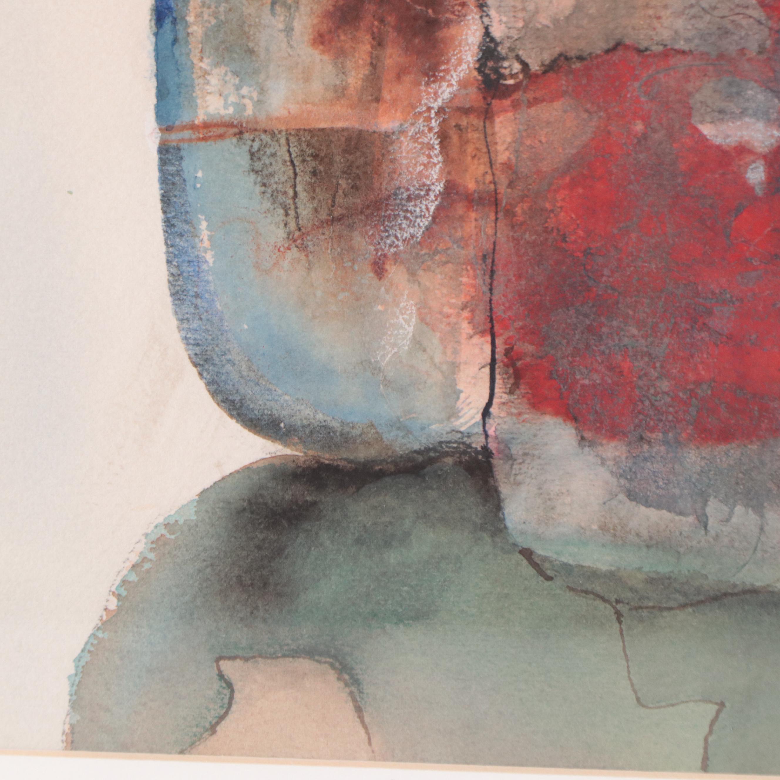 Felice Woodworth Non-Objective Watercolor Painting "Wall V"