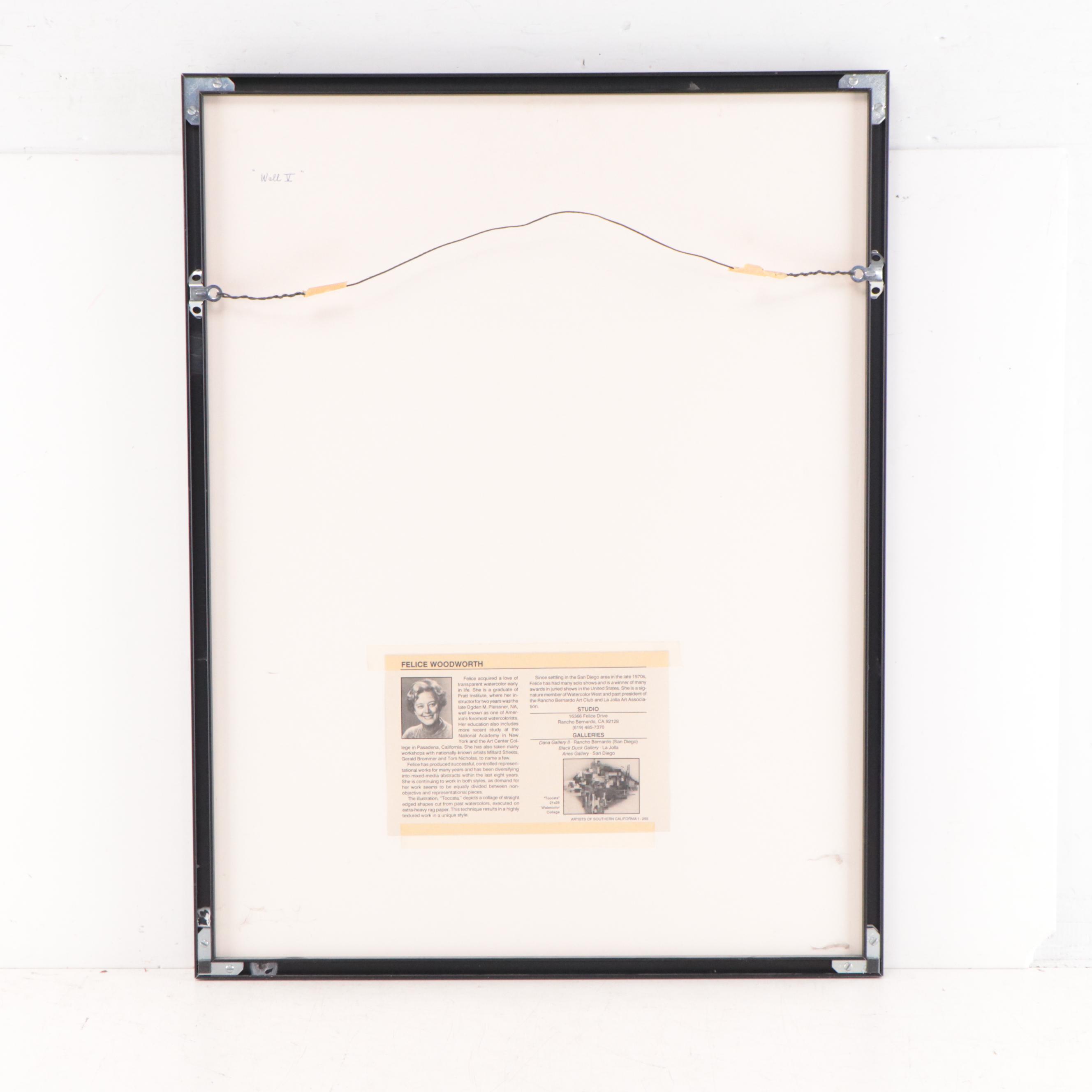 Felice Woodworth Non-Objective Watercolor Painting "Wall V"