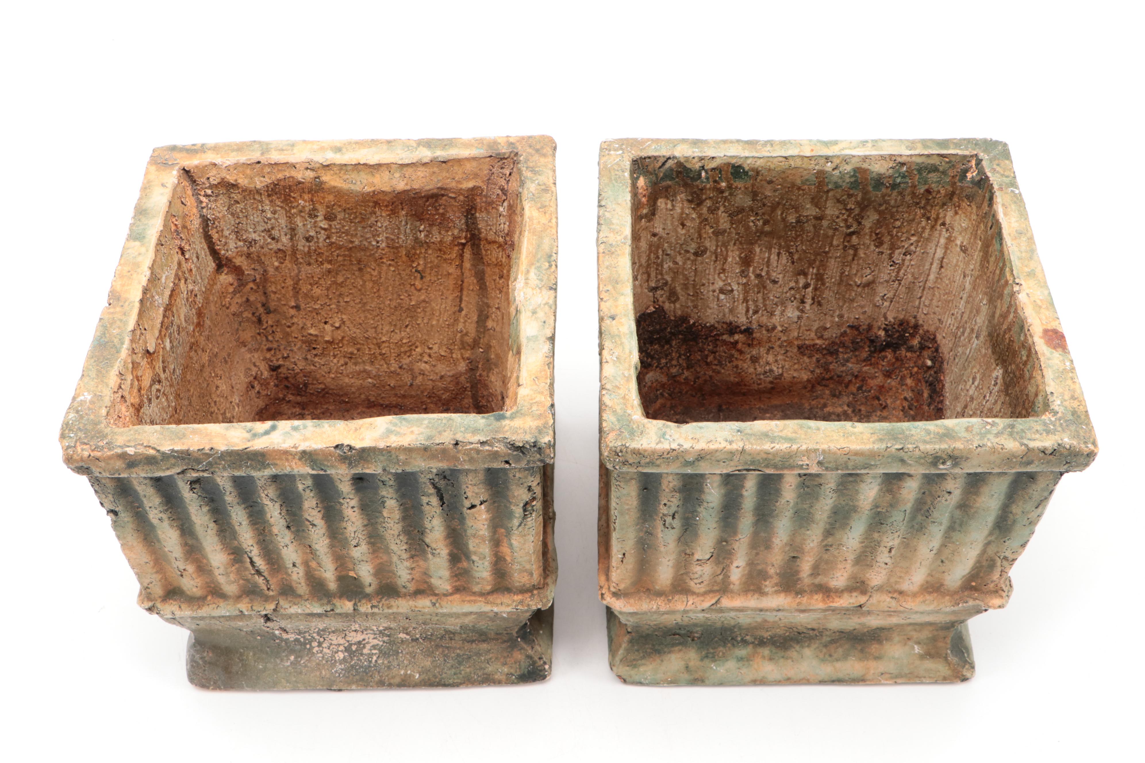 Pair of Fluted Terracotta Garden Planters