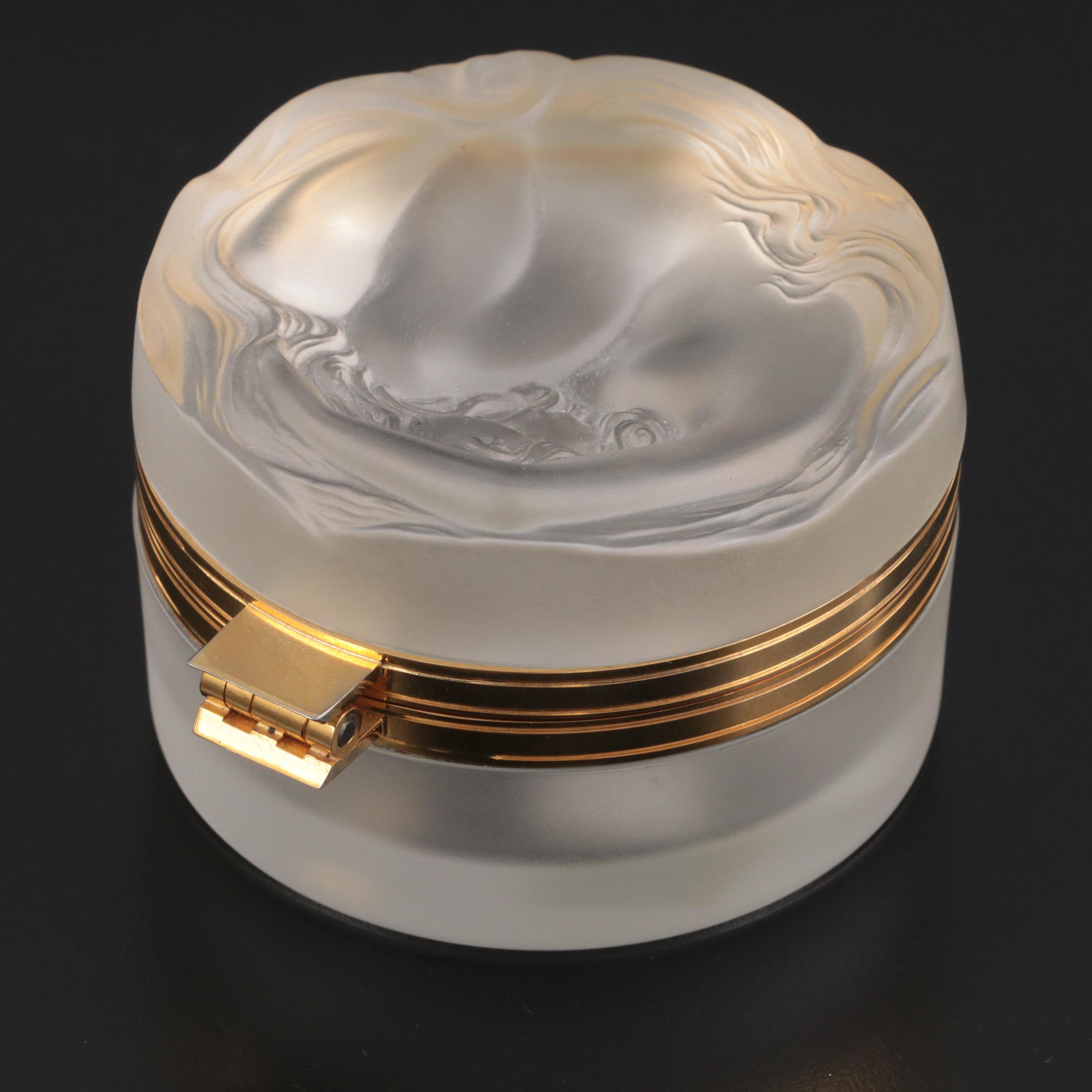 Lalique "Daphne" Frosted Crystal Round Box