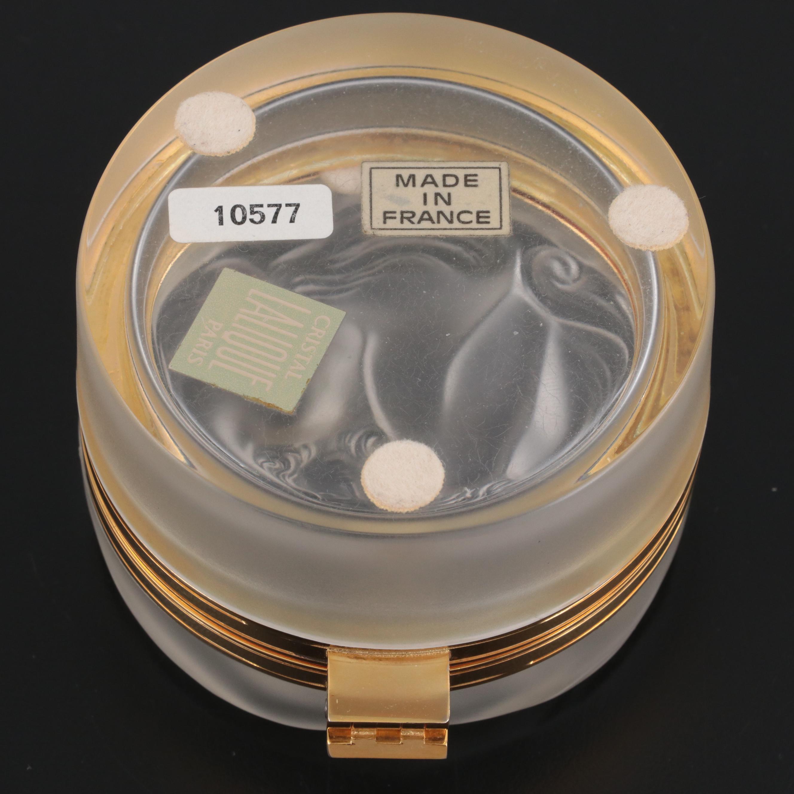 Lalique "Daphne" Frosted Crystal Round Box