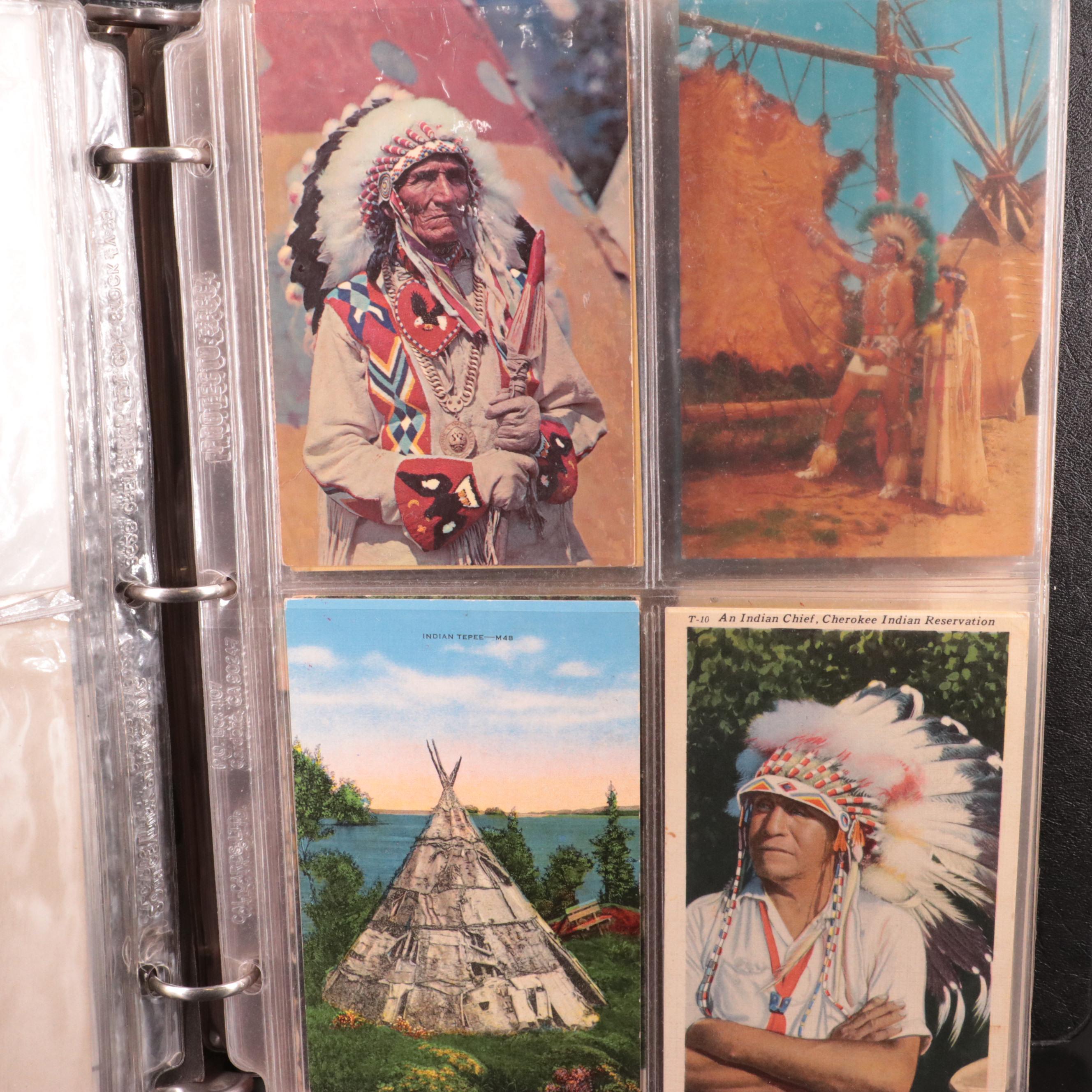 Album of Vintage Native American-Themed Postcards