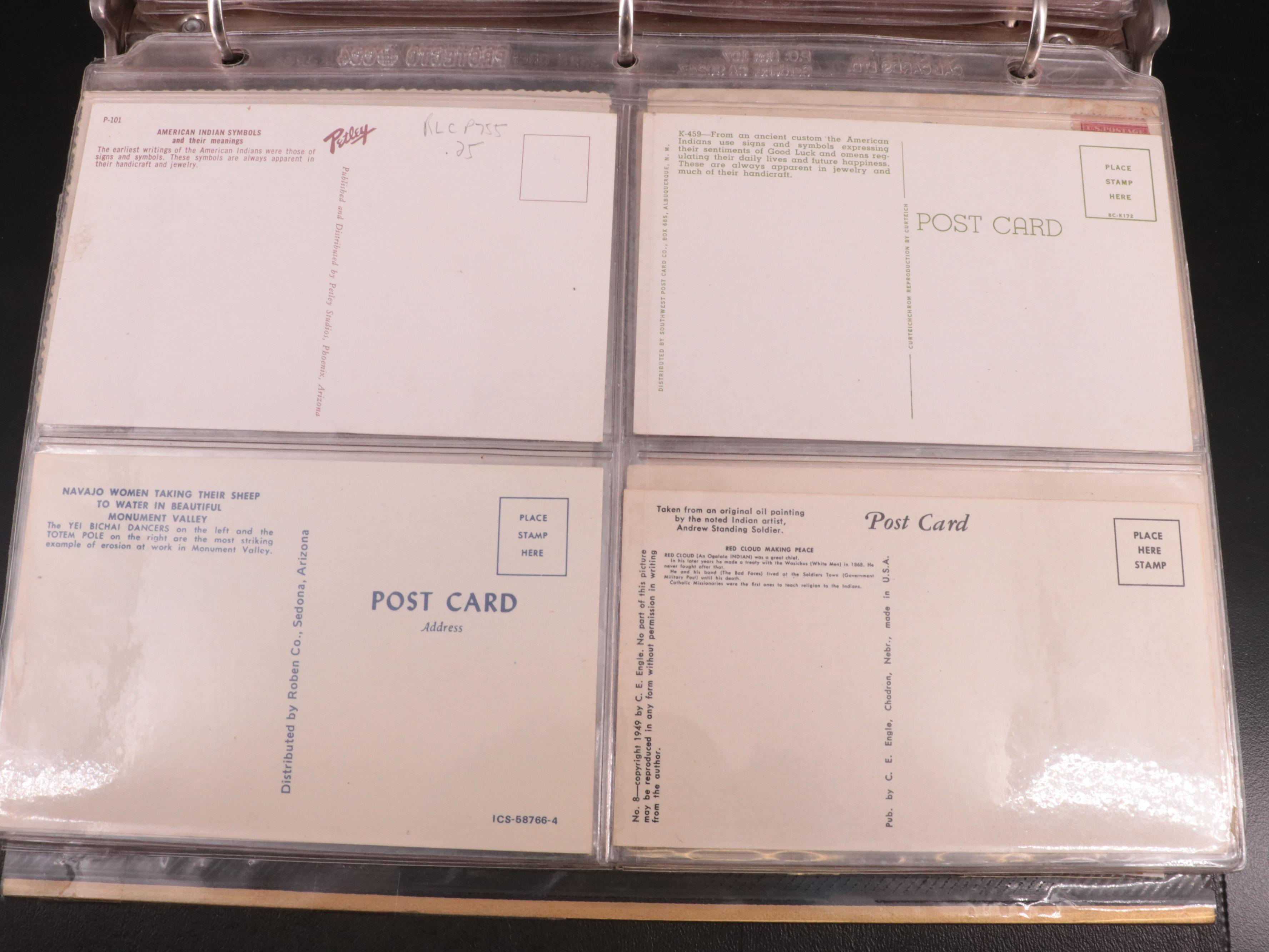 Album of Vintage Native American-Themed Postcards