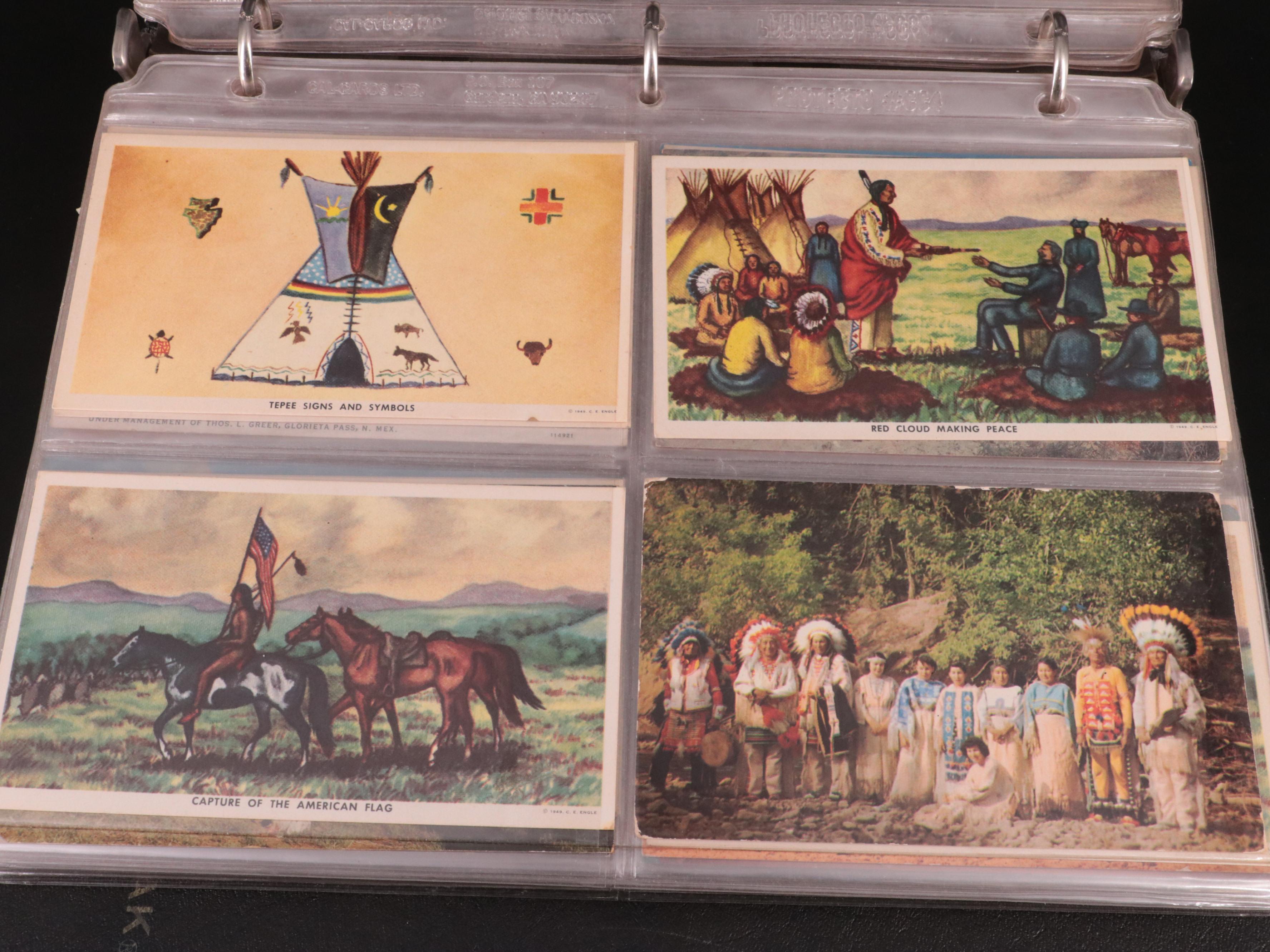 Album of Vintage Native American-Themed Postcards