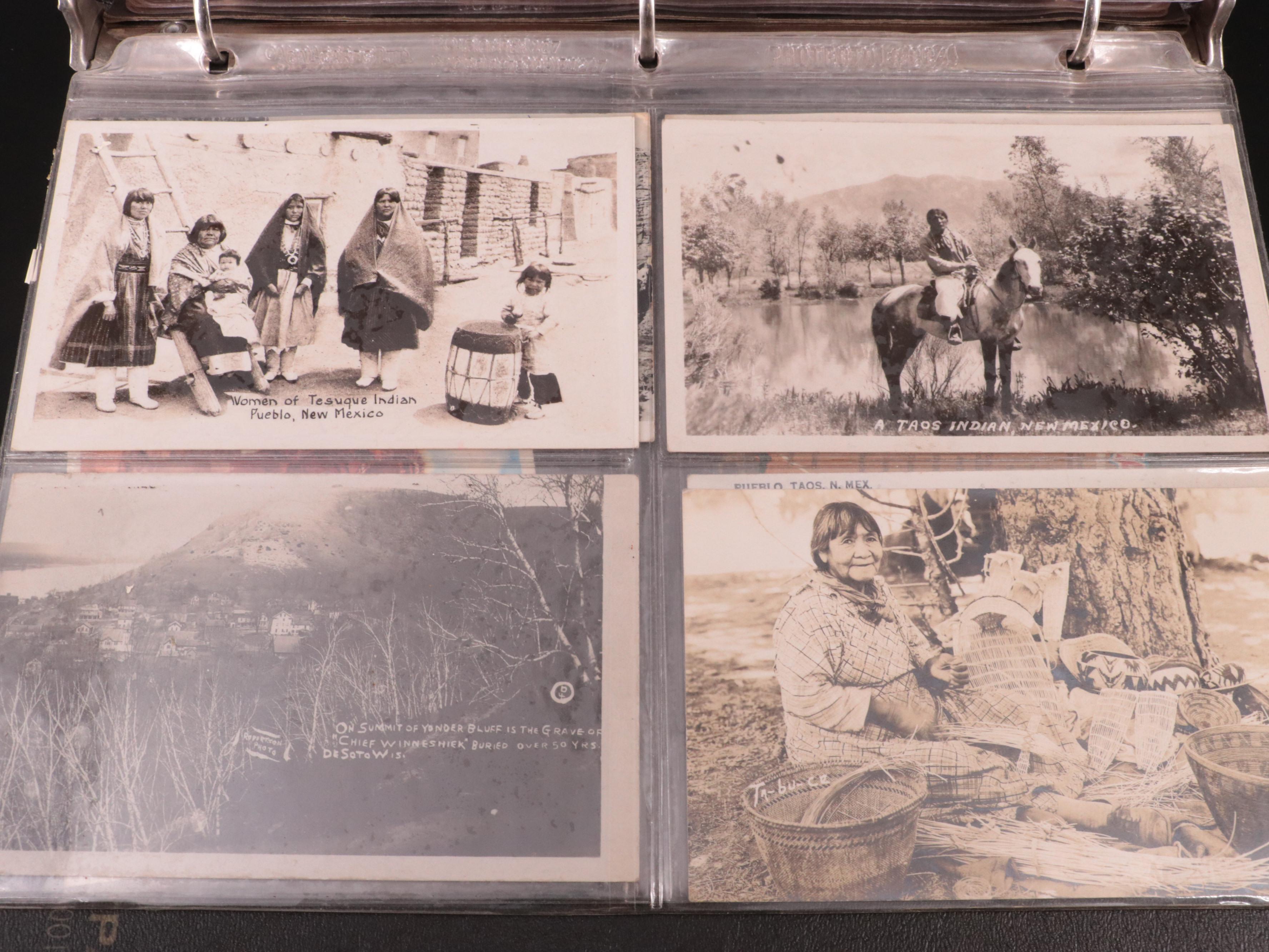 Album of Vintage Native American-Themed Postcards