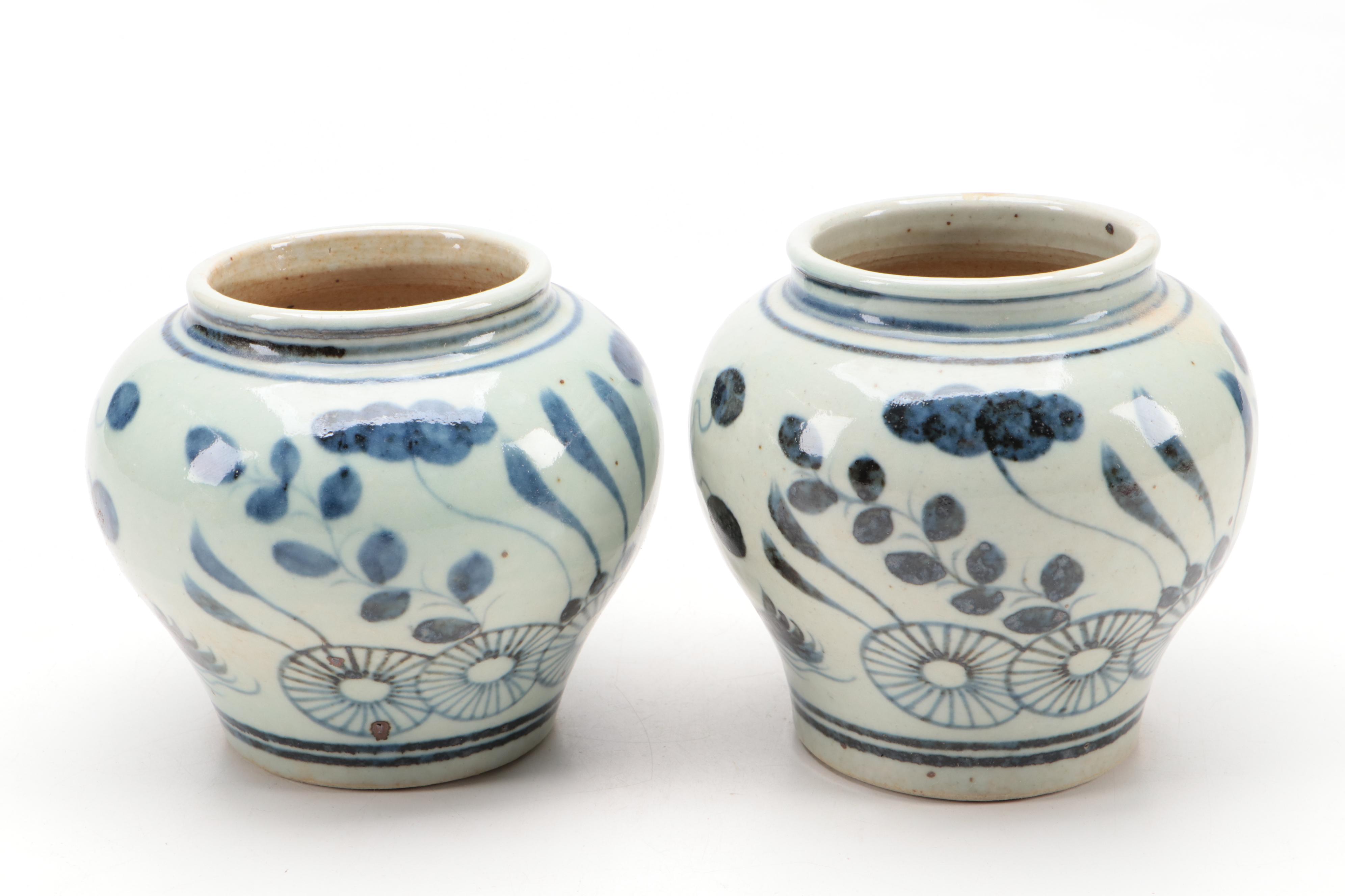 Chinese Blue and White Phoenix and Floral Vases