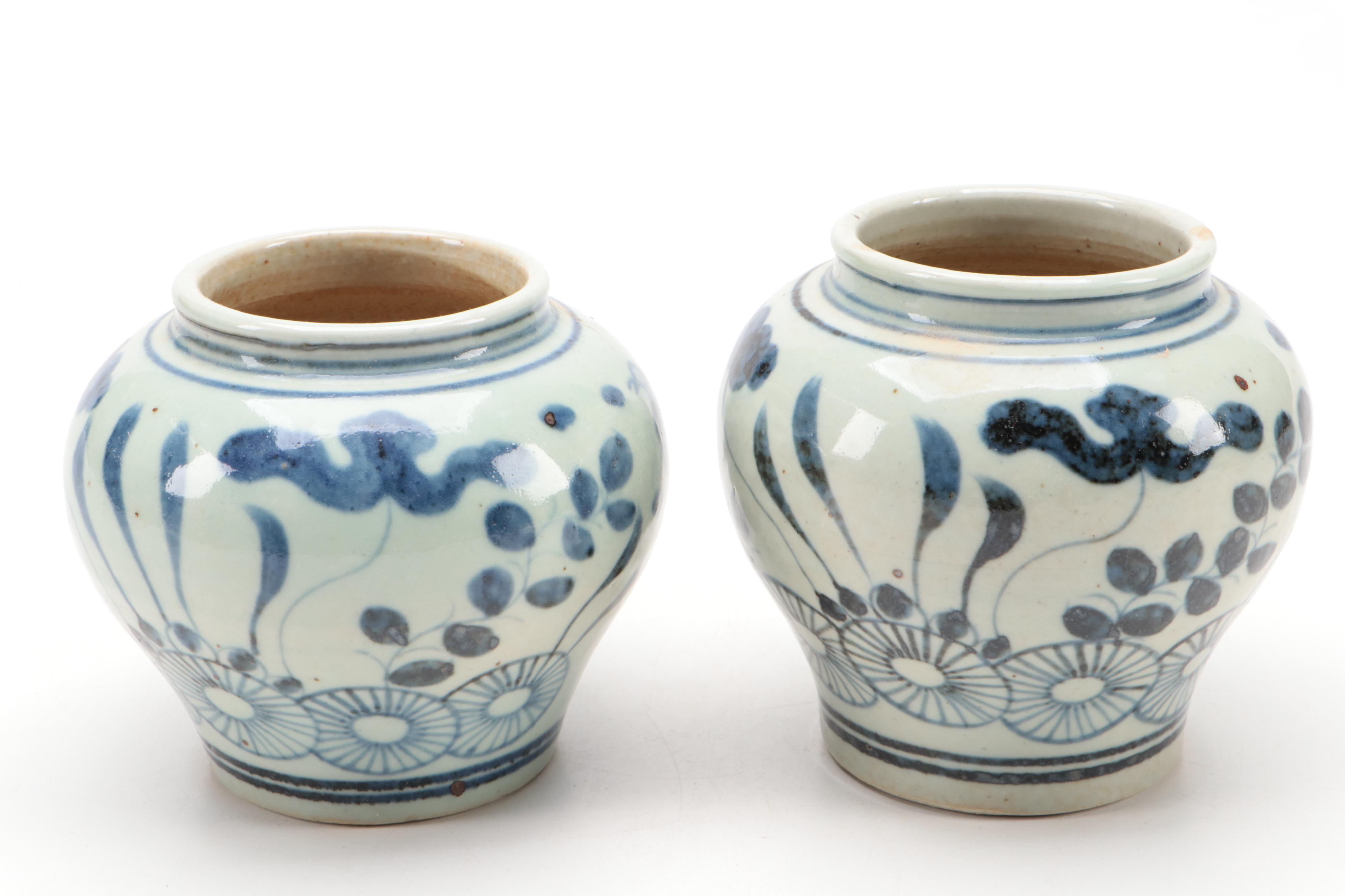 Chinese Blue and White Phoenix and Floral Vases
