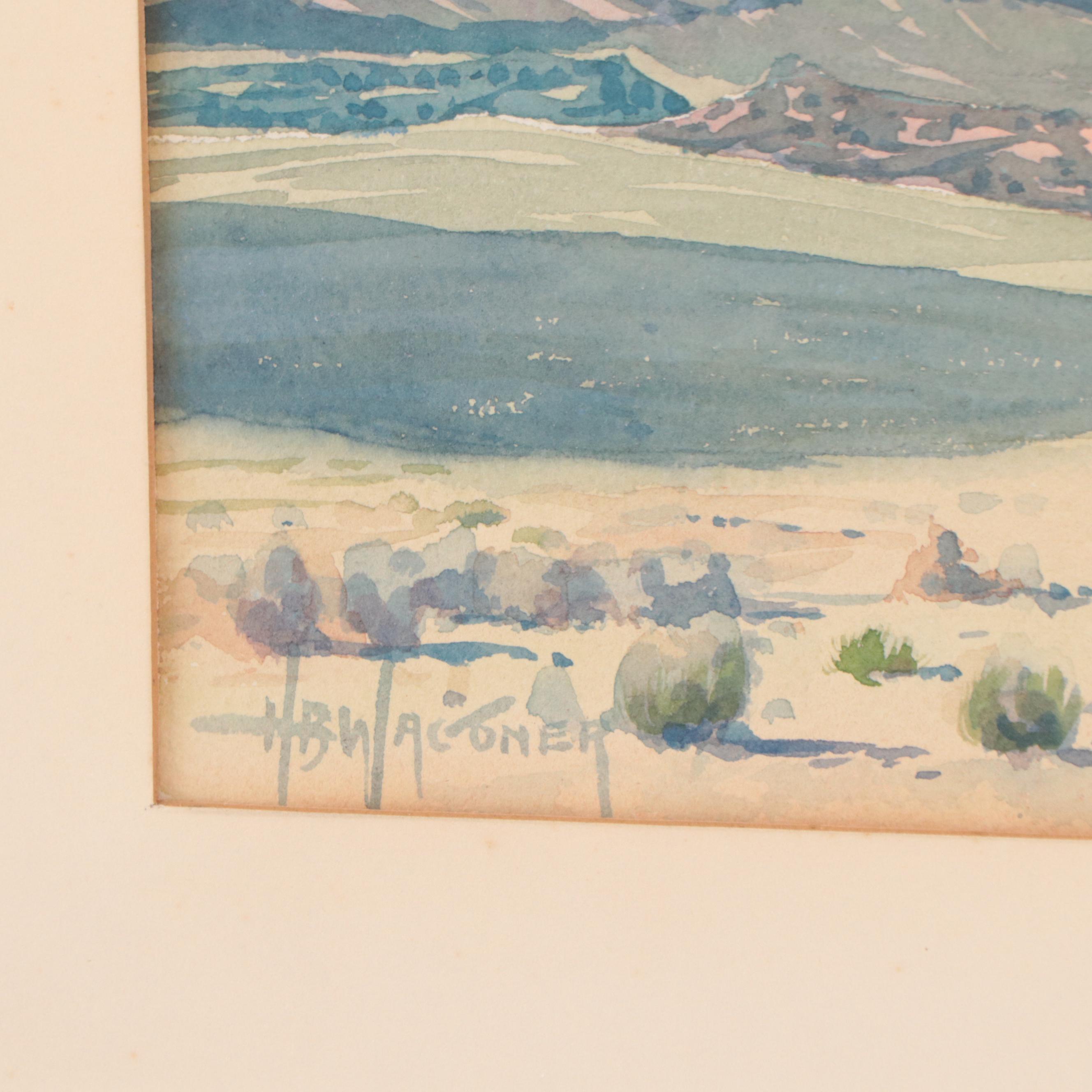 Watercolor Painting of Alpine Landscape