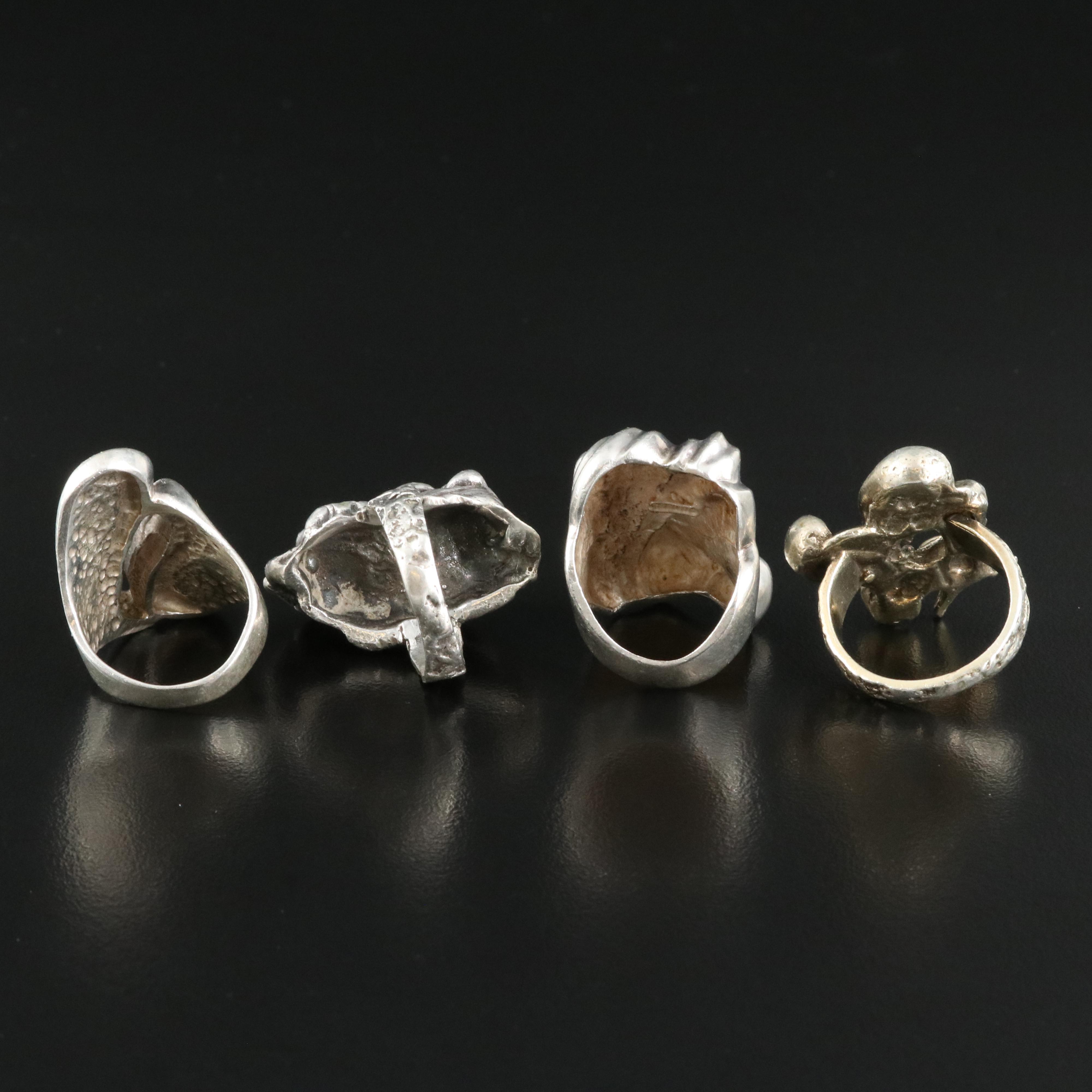 Sterling Sculptural Rings Including Chalcedony