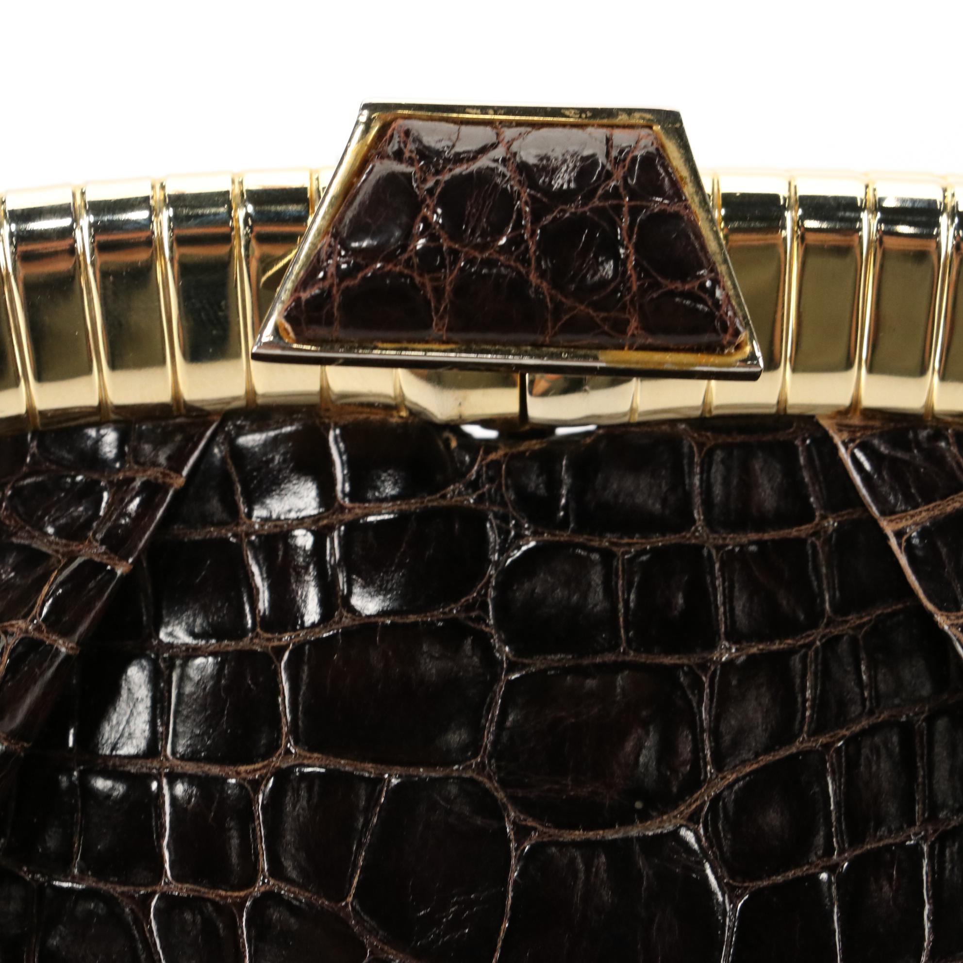 Judith Leiber Alligator Skin Clutch with Chain Strap