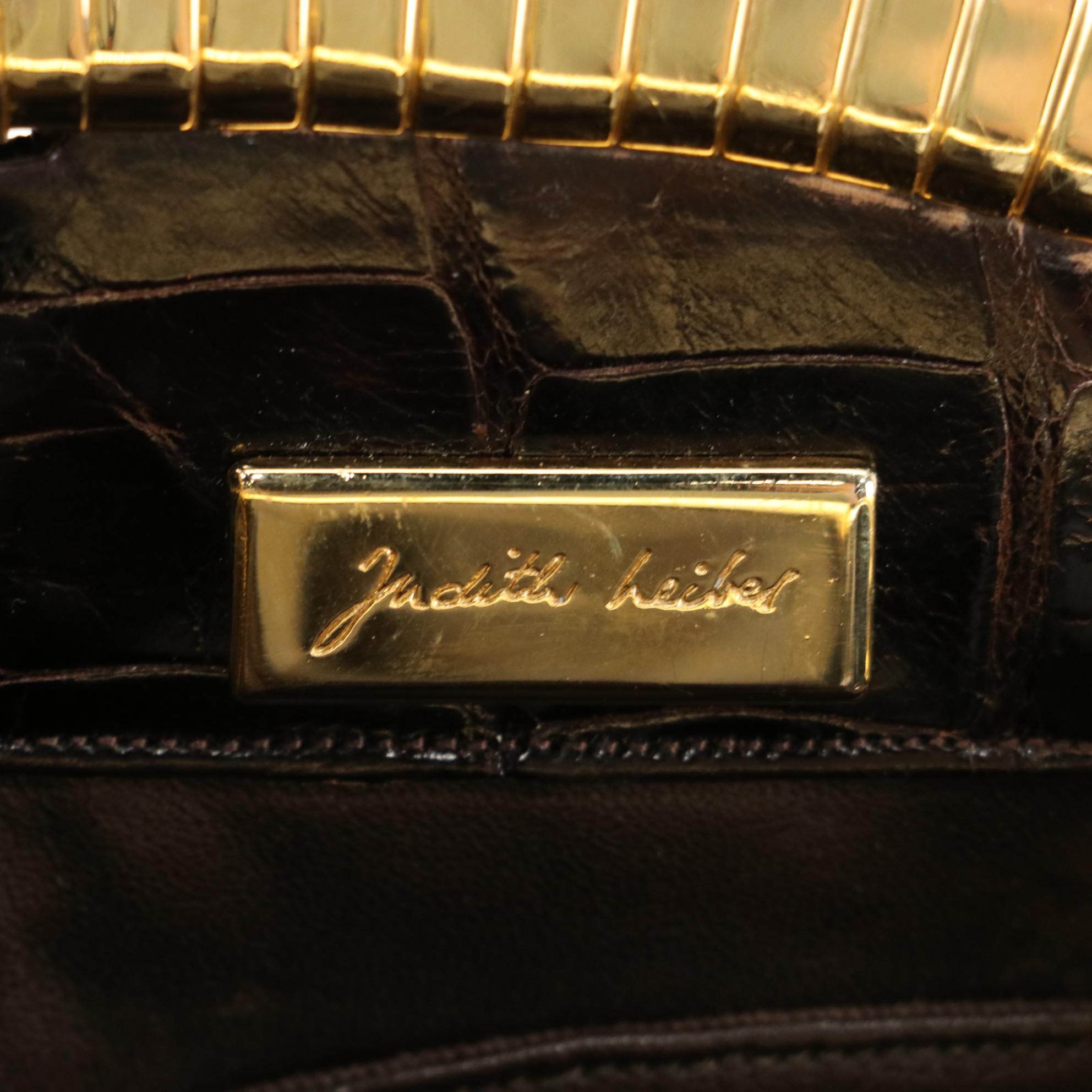 Judith Leiber Alligator Skin Clutch with Chain Strap