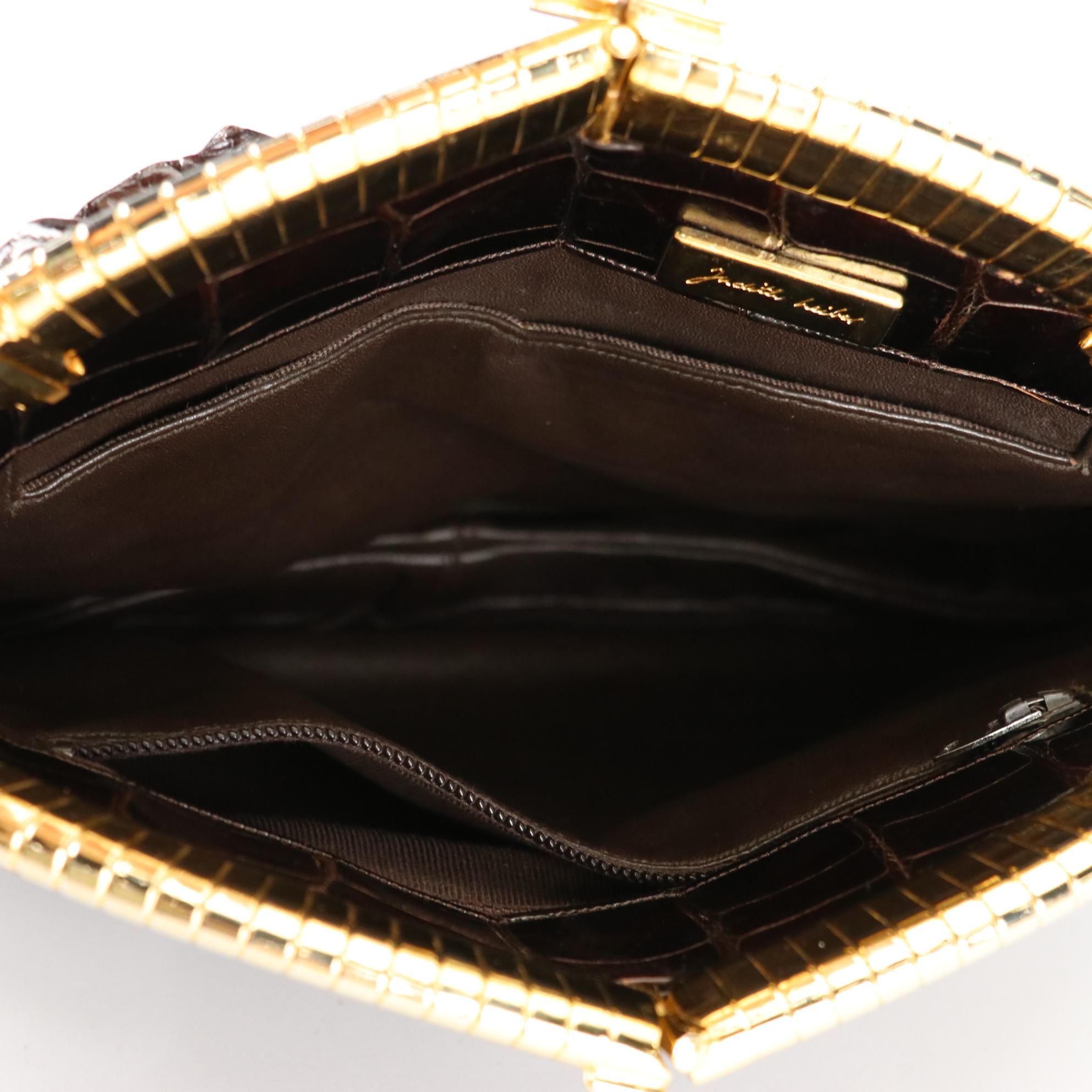 Judith Leiber Alligator Skin Clutch with Chain Strap