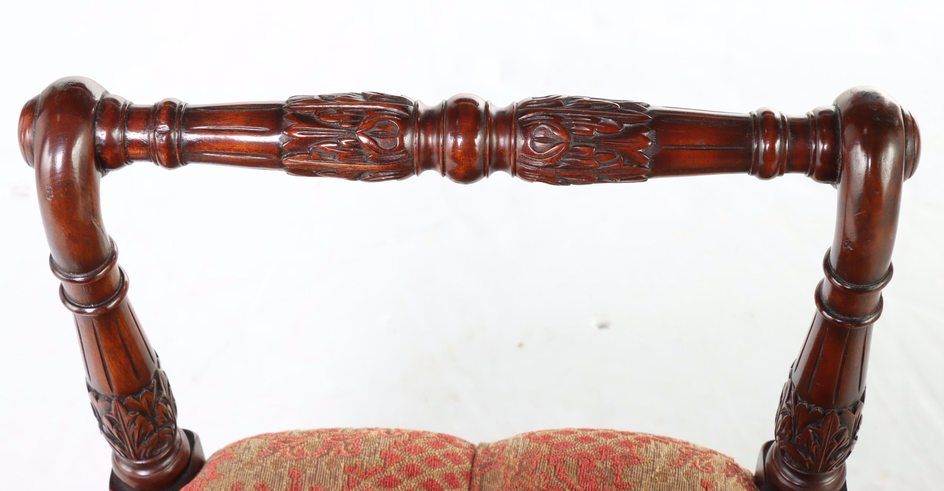 Louis XVI Style Mahogany and Button-Tufted Window Seat