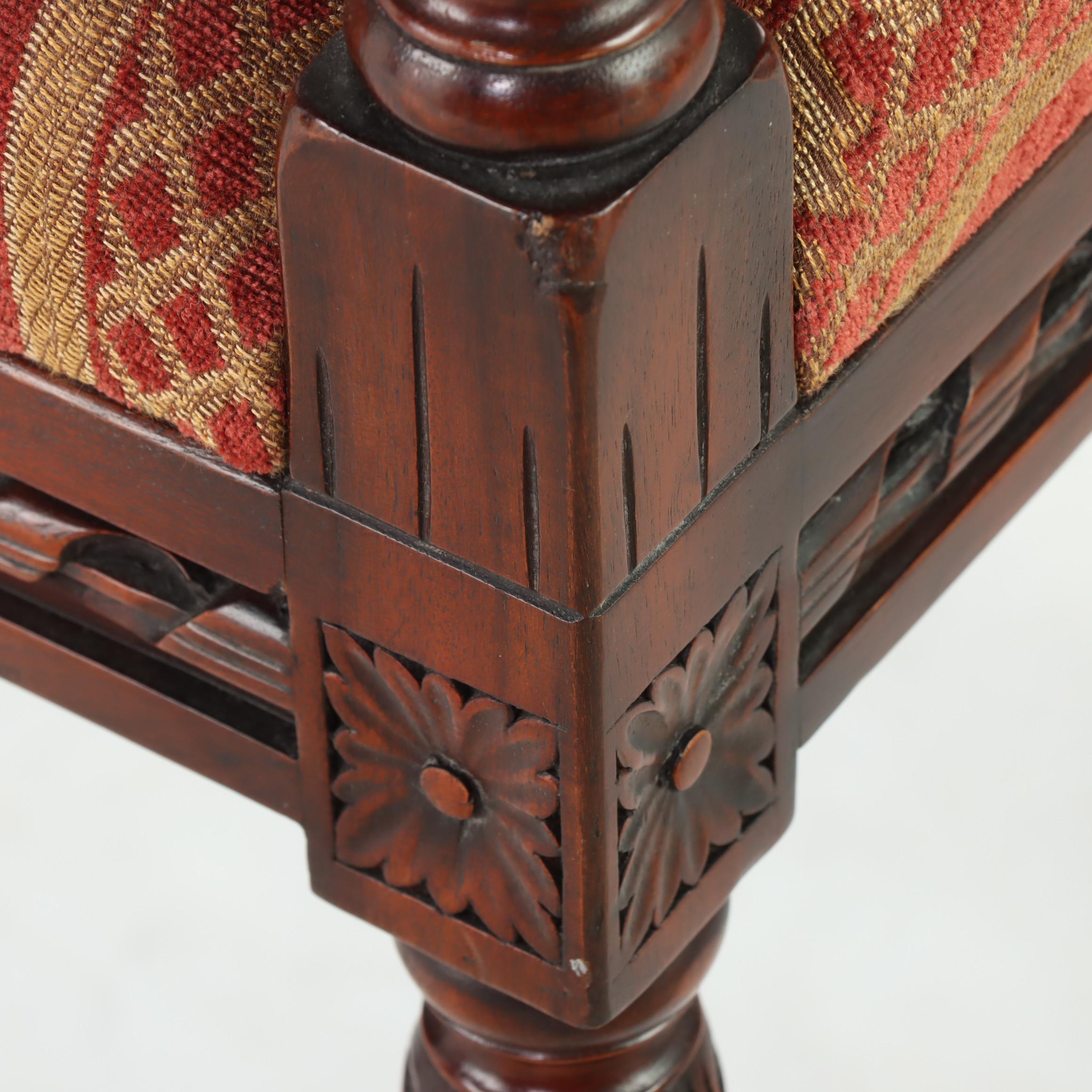 Louis XVI Style Mahogany and Button-Tufted Window Seat