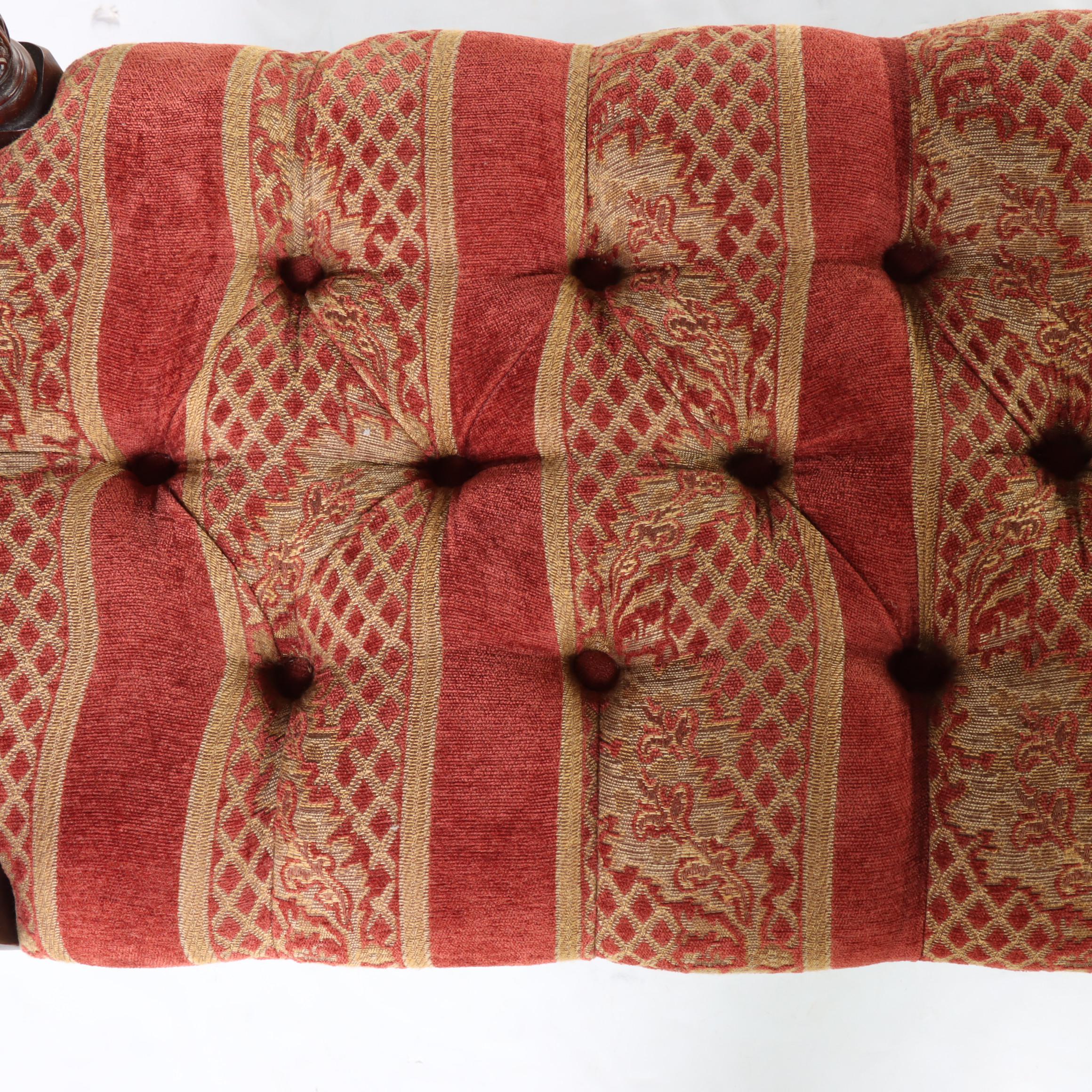 Louis XVI Style Mahogany and Button-Tufted Window Seat