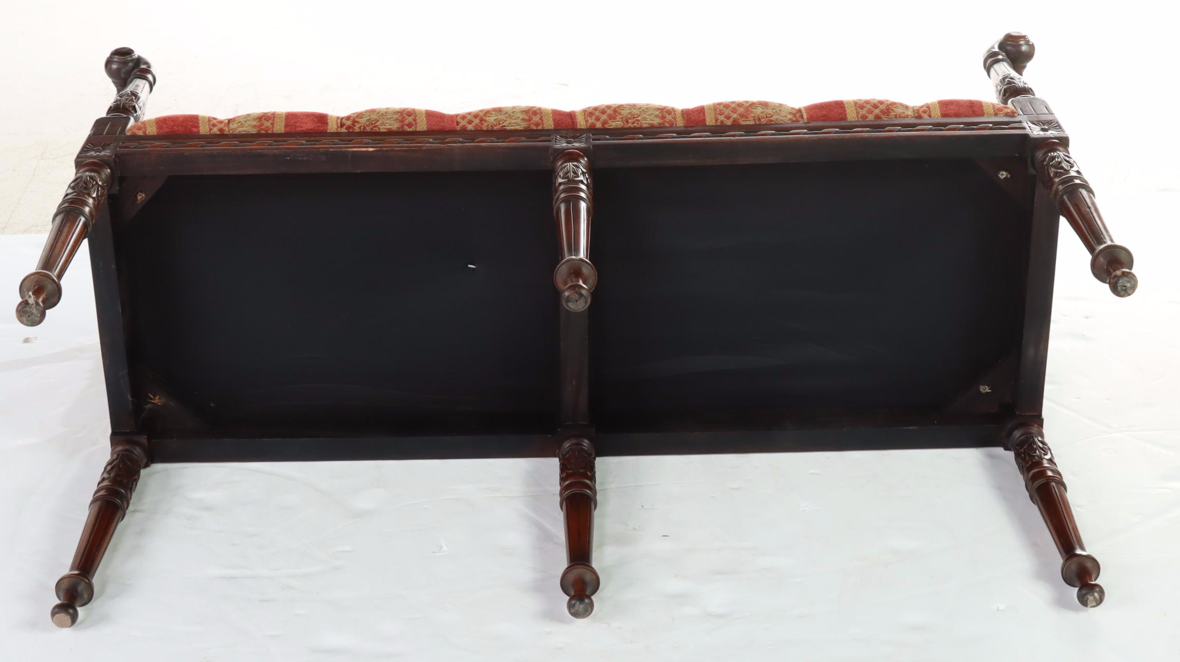 Louis XVI Style Mahogany and Button-Tufted Window Seat
